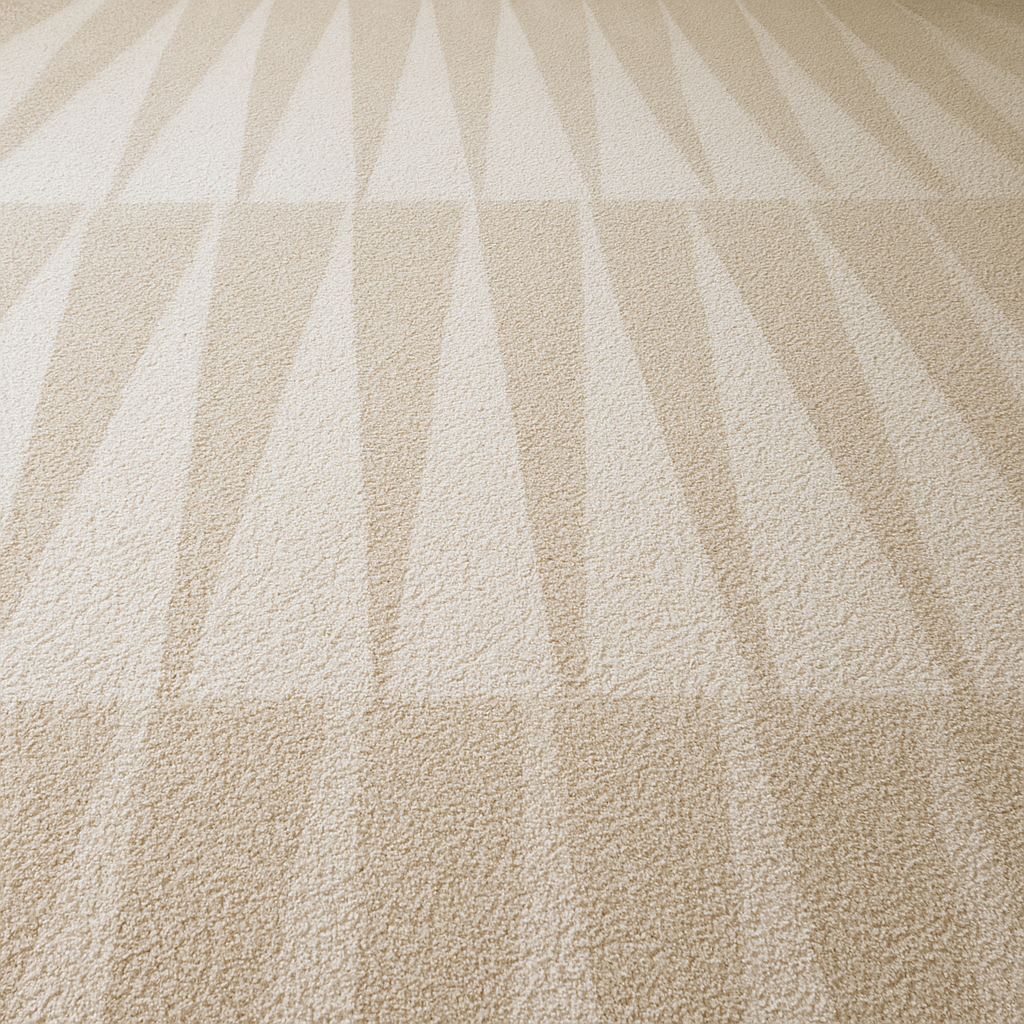 Freshly shampooed carpet with clean extraction lines