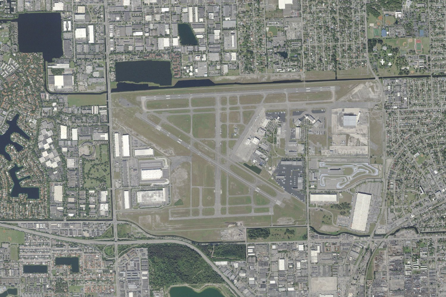 Aerial view of Miami-Opa Locka Executive Airport (OPF)
