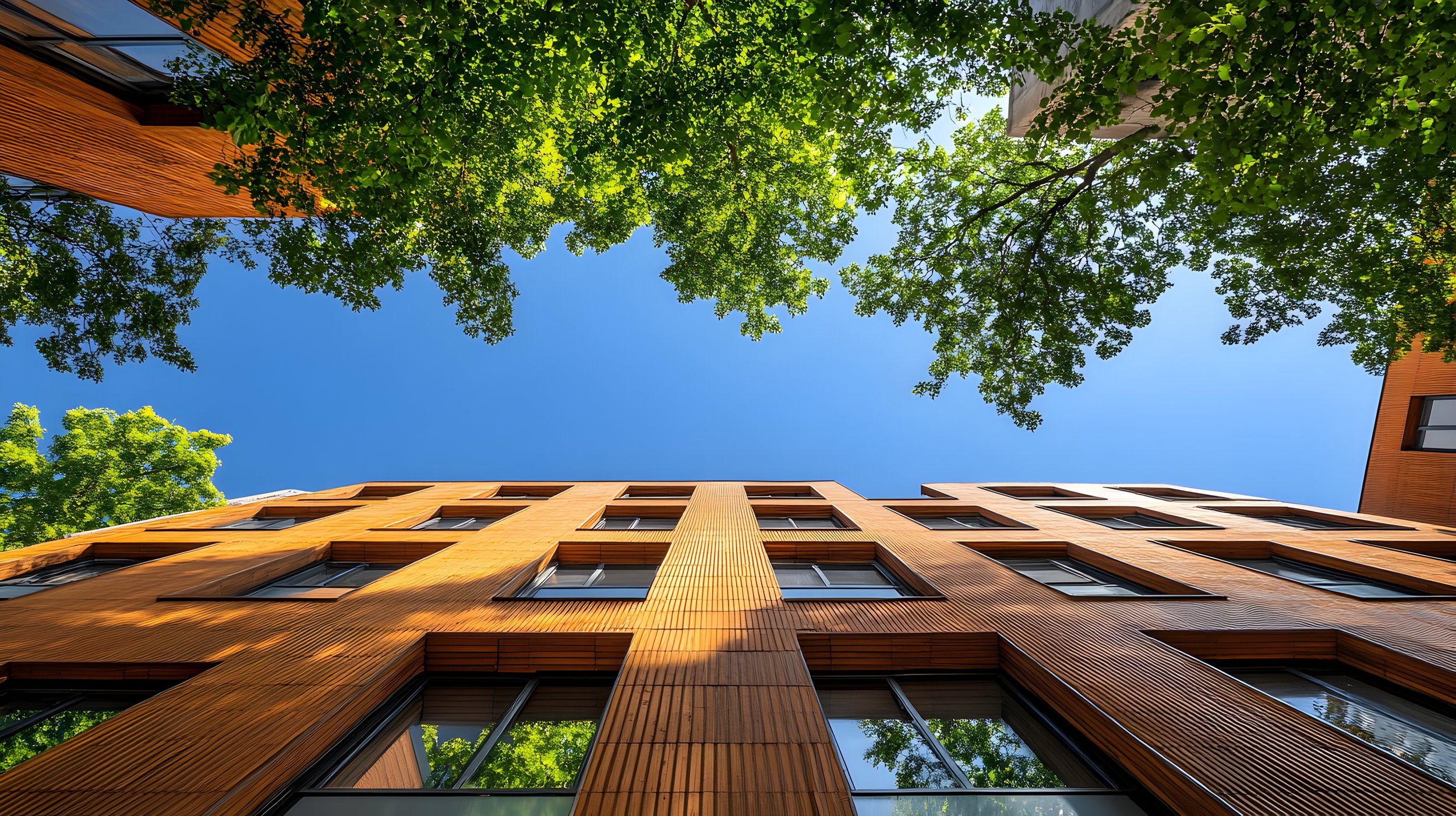 office building with trees