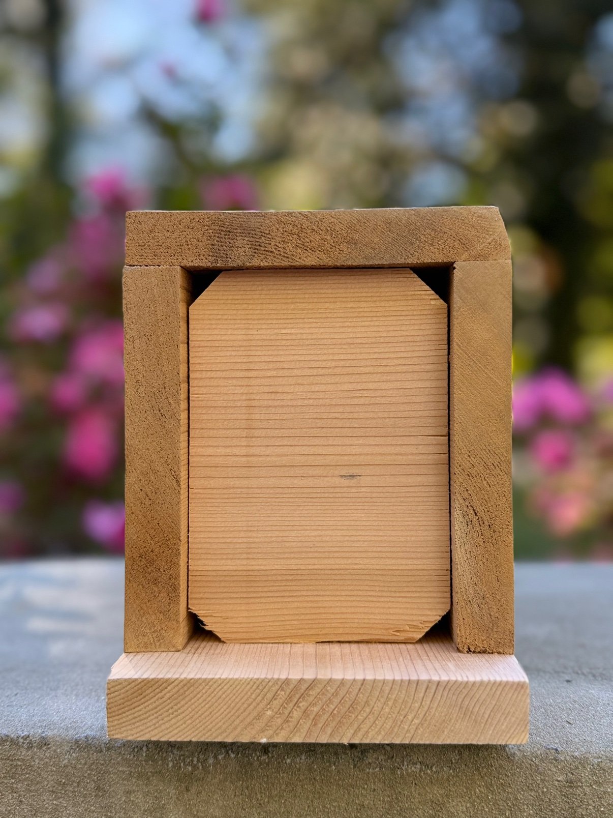 Interior of Eastern Bluebird Nestbox showing the grooved wooden front panel