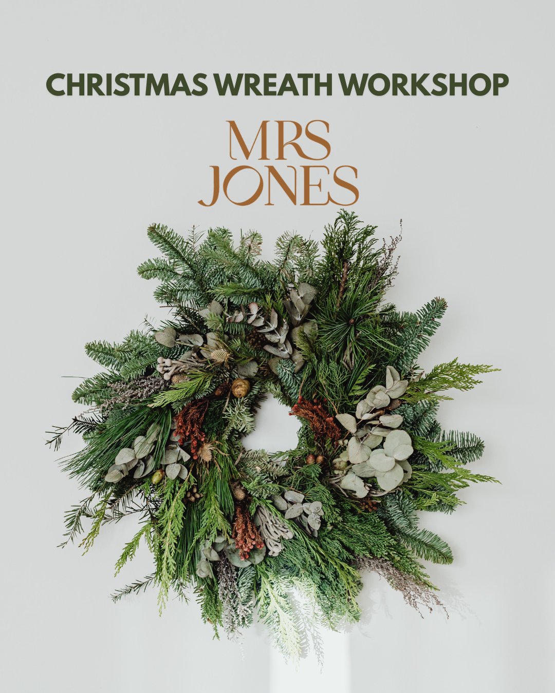 Christmas wreath making at Mrs Jones