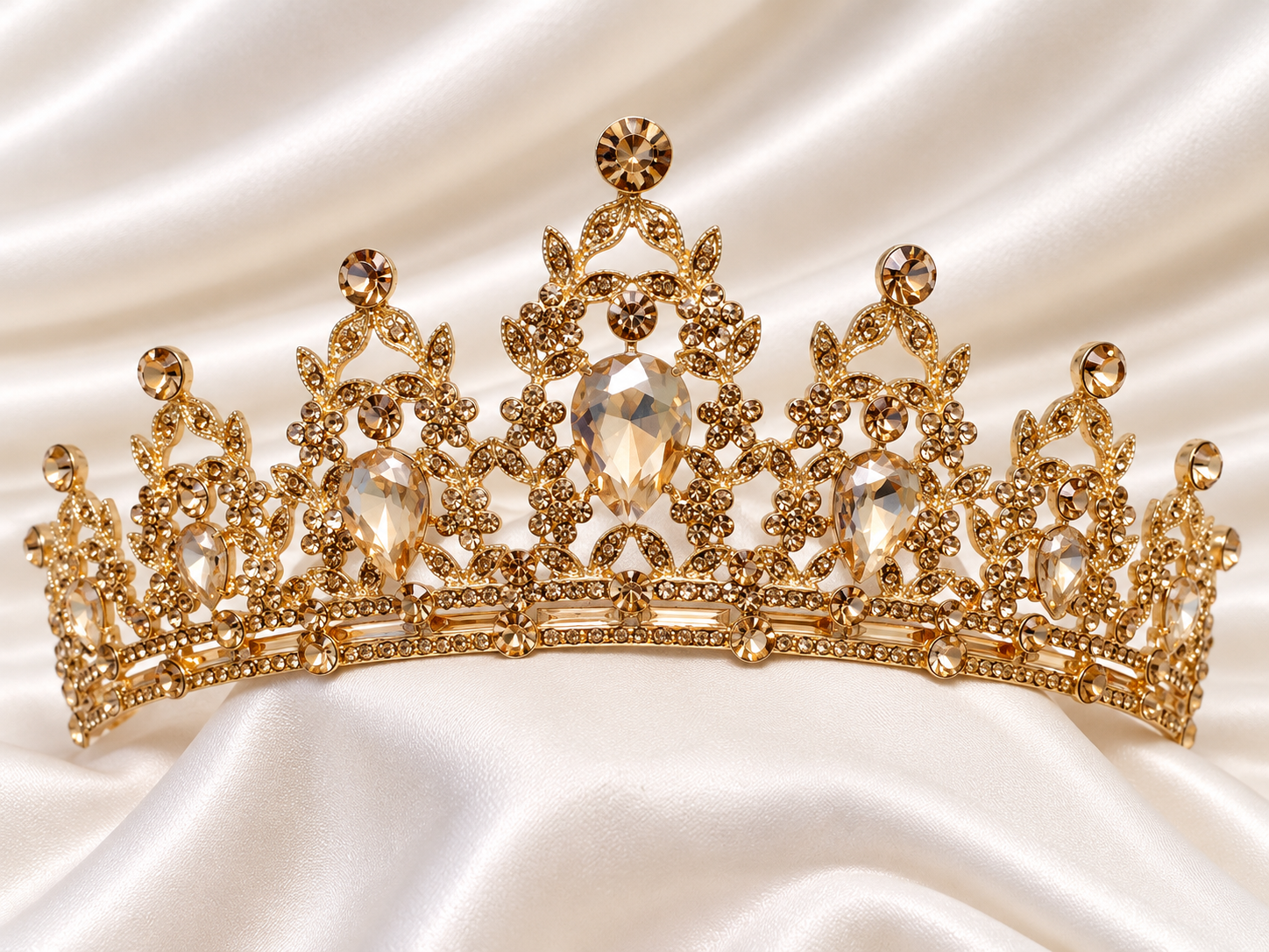 The Golden Hour Tiara – Champagne Crystal Crown