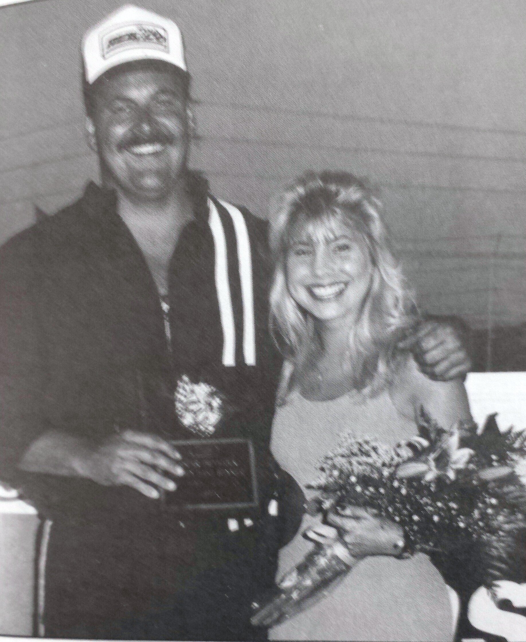 NASCAR Pro Stock driver Rick Crow takes another win at Saugus Speedway and gets his trophy.