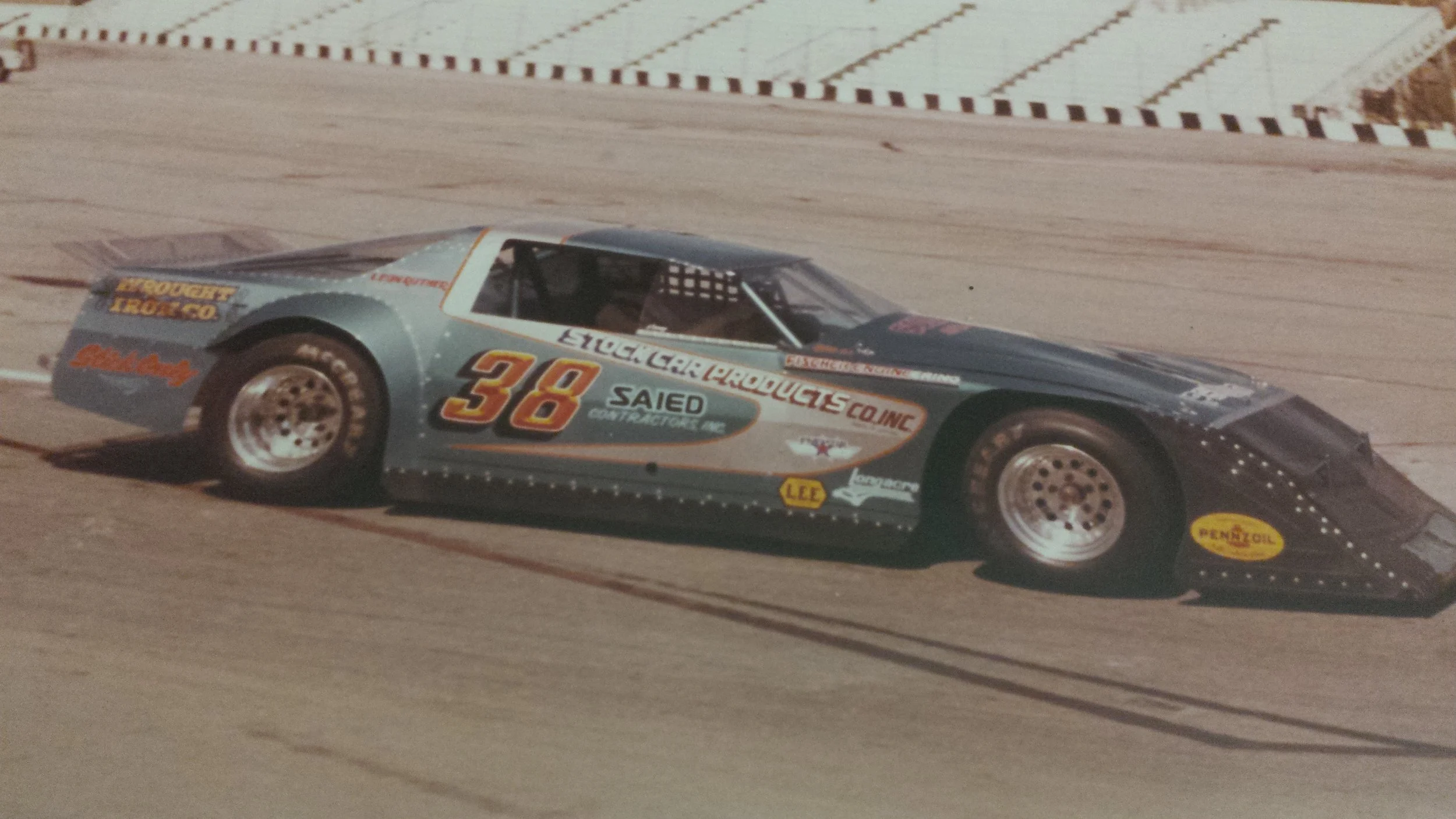Jimmy Insolo in the number 38 Modified stock car at Saugus Speedway