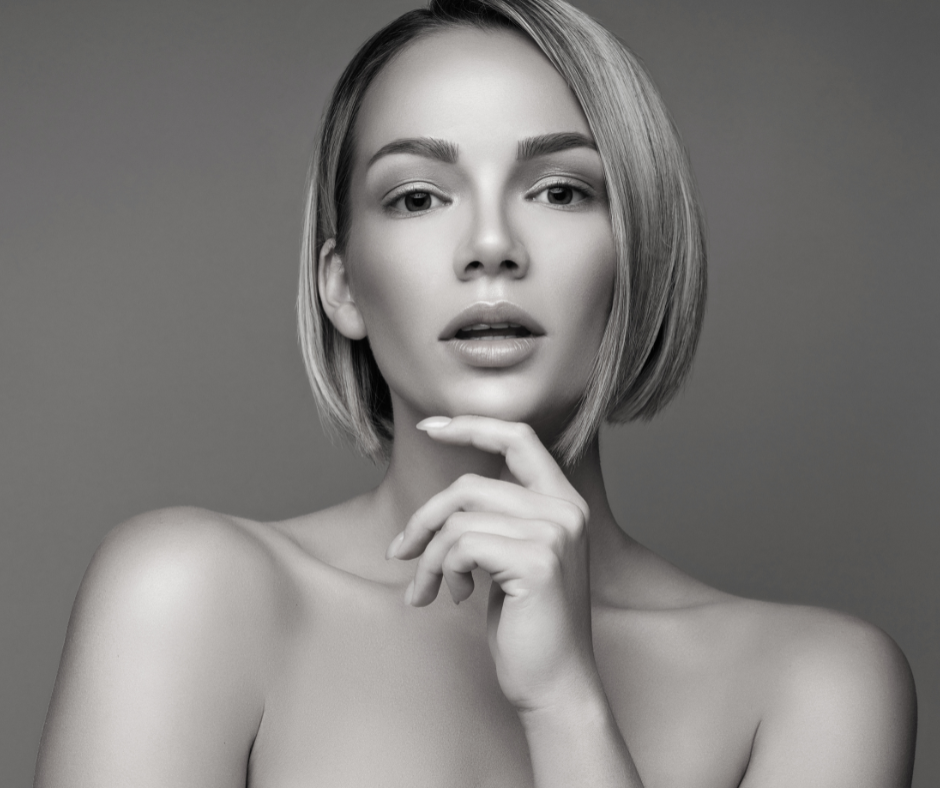 Profile of a woman's face and neck