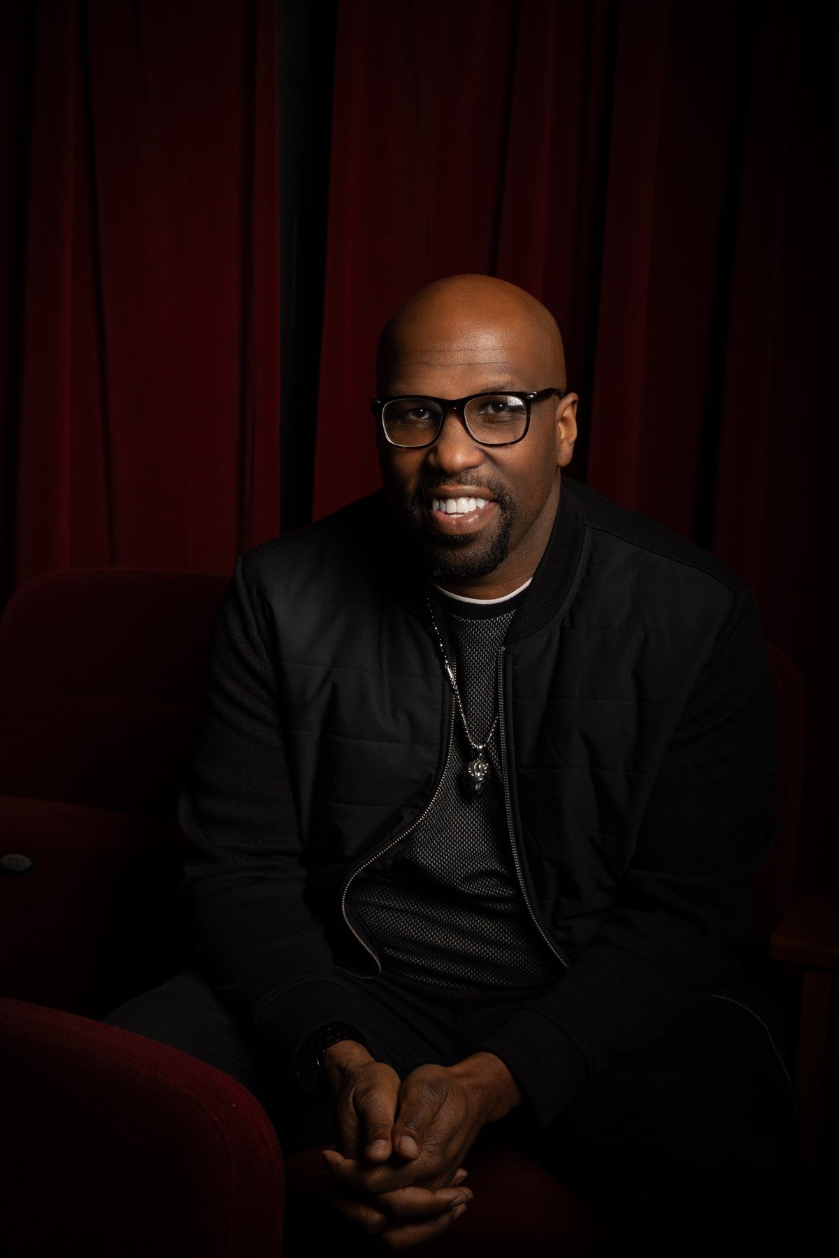 Brandon Meeks seated, looking directly at the camera