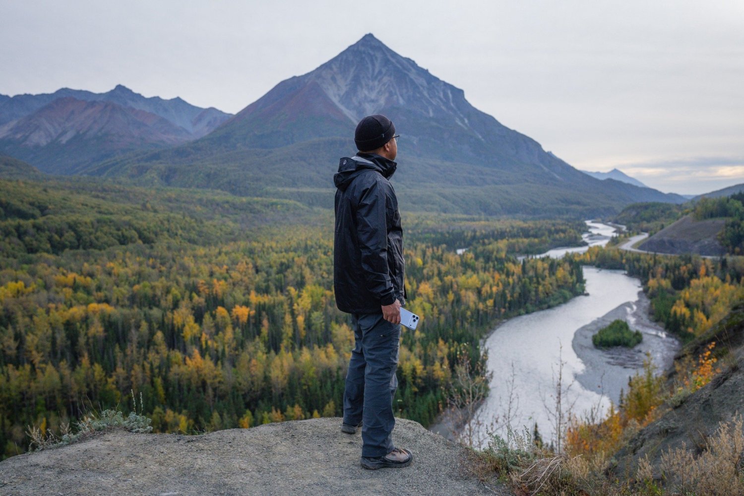 Behind the scenes: Glenn Lee Robinson overlooking an Alaska river valley