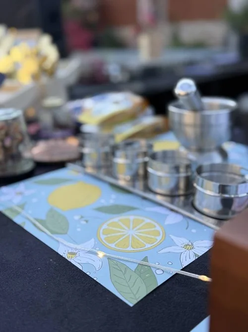Spices and table setting at an onsite festive spice workshop