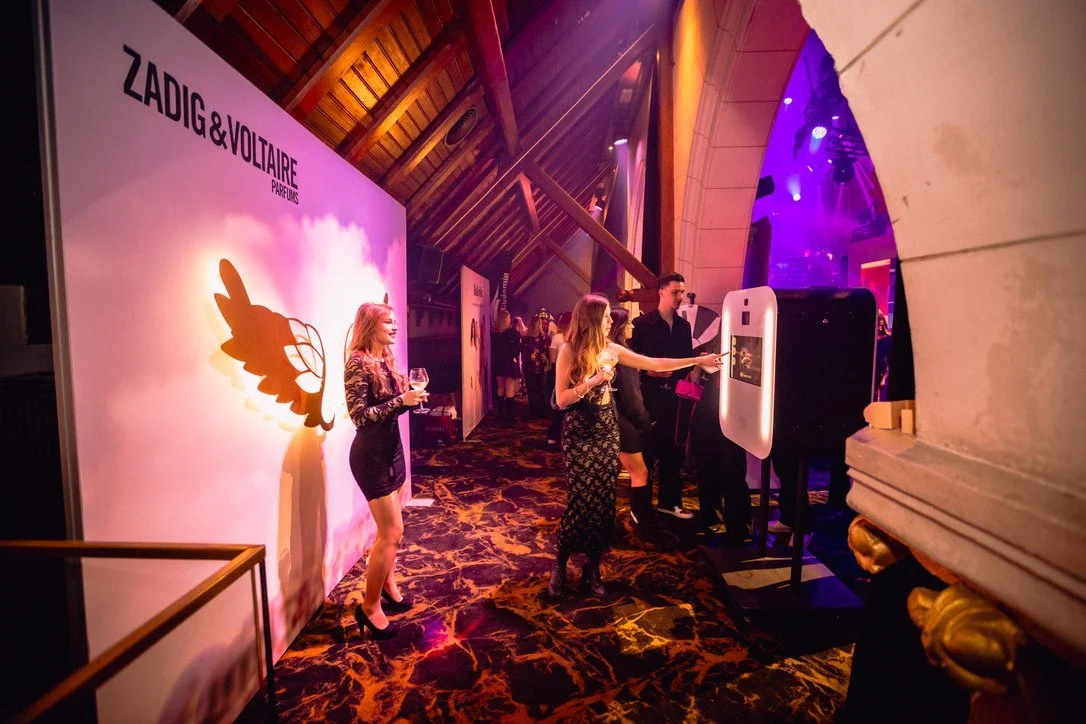 The Zadig & Voltaire fragrance corner with an illuminated wing and photo booth