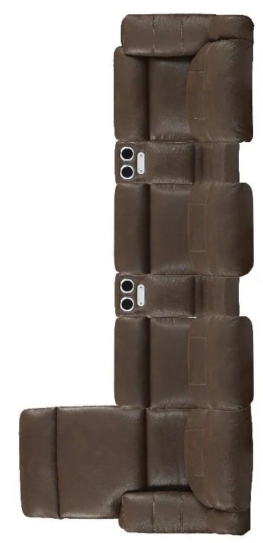 Model 246 seen from above, arranged as a straight home-theater row with two consoles and a chaise