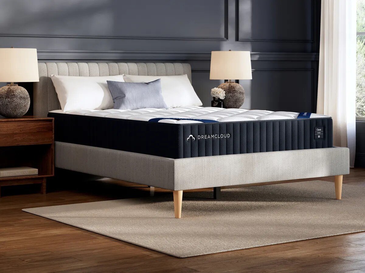 DreamCloud Classic Hybrid mattress in a bedroom