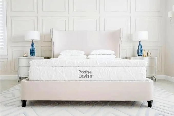 Posh+Lavish Refine mattress on a bed in a white bedroom