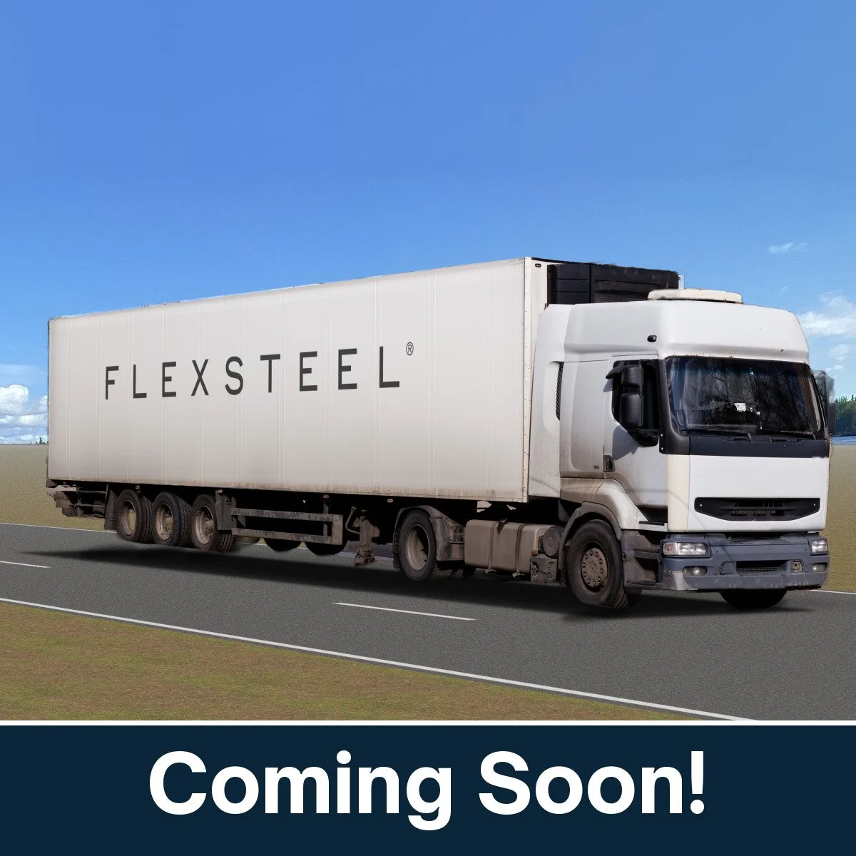 Flexsteel truck with the words Coming Soon