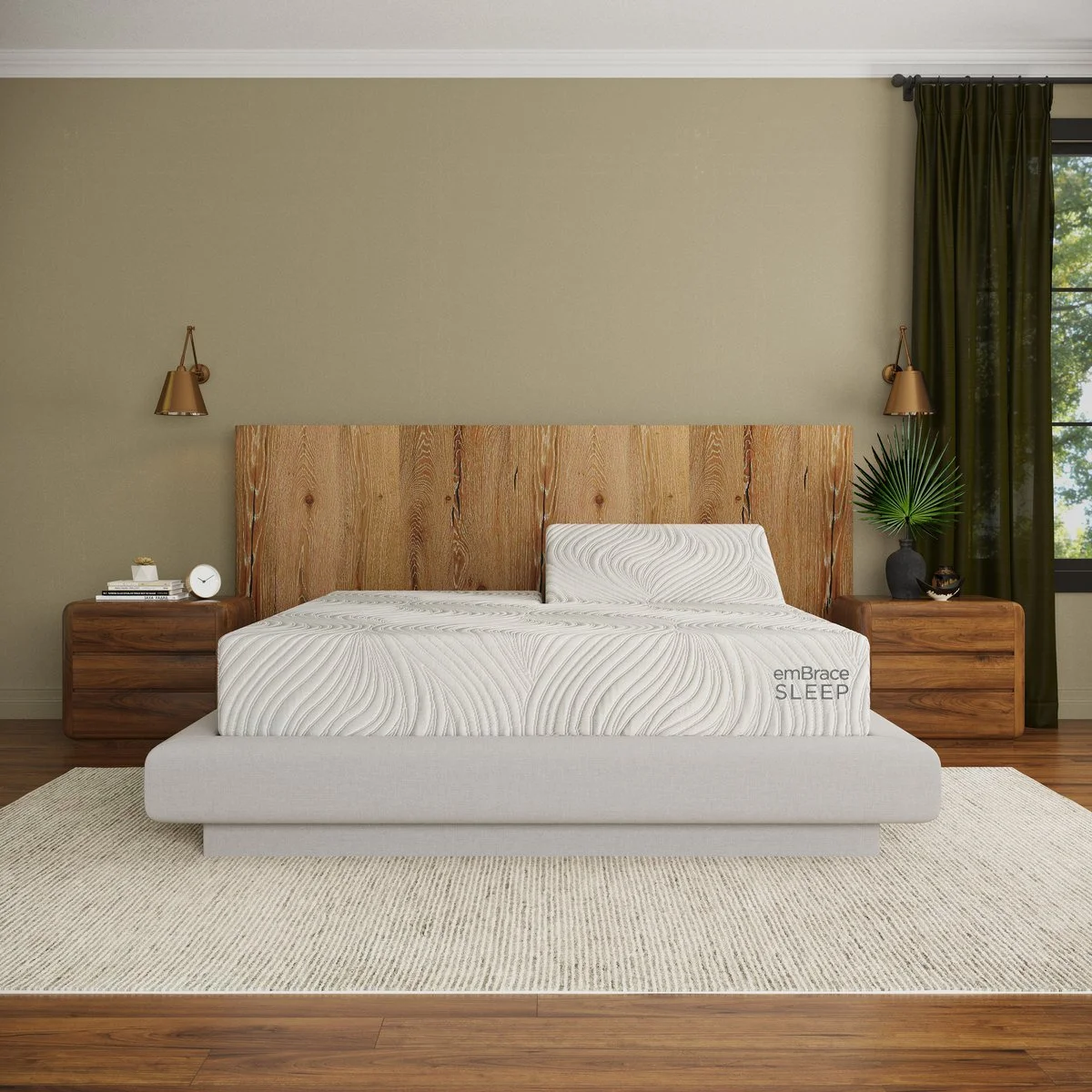 emBrace Sleep 13 inch Magnificence Solid Latex mattress in a bedroom