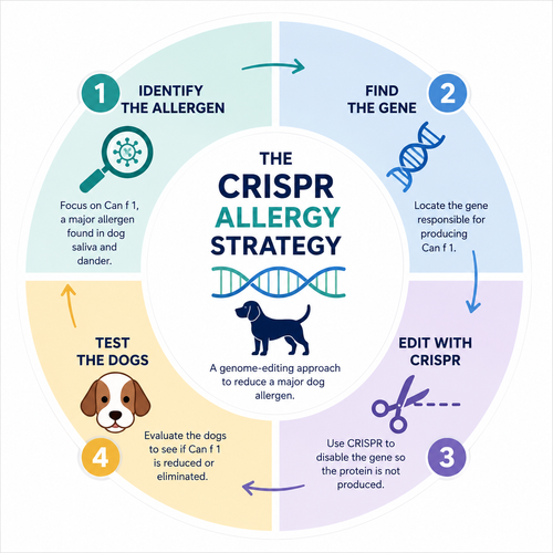 CRISPR gene-editing strategy targeting the Can f 1 dog allergen