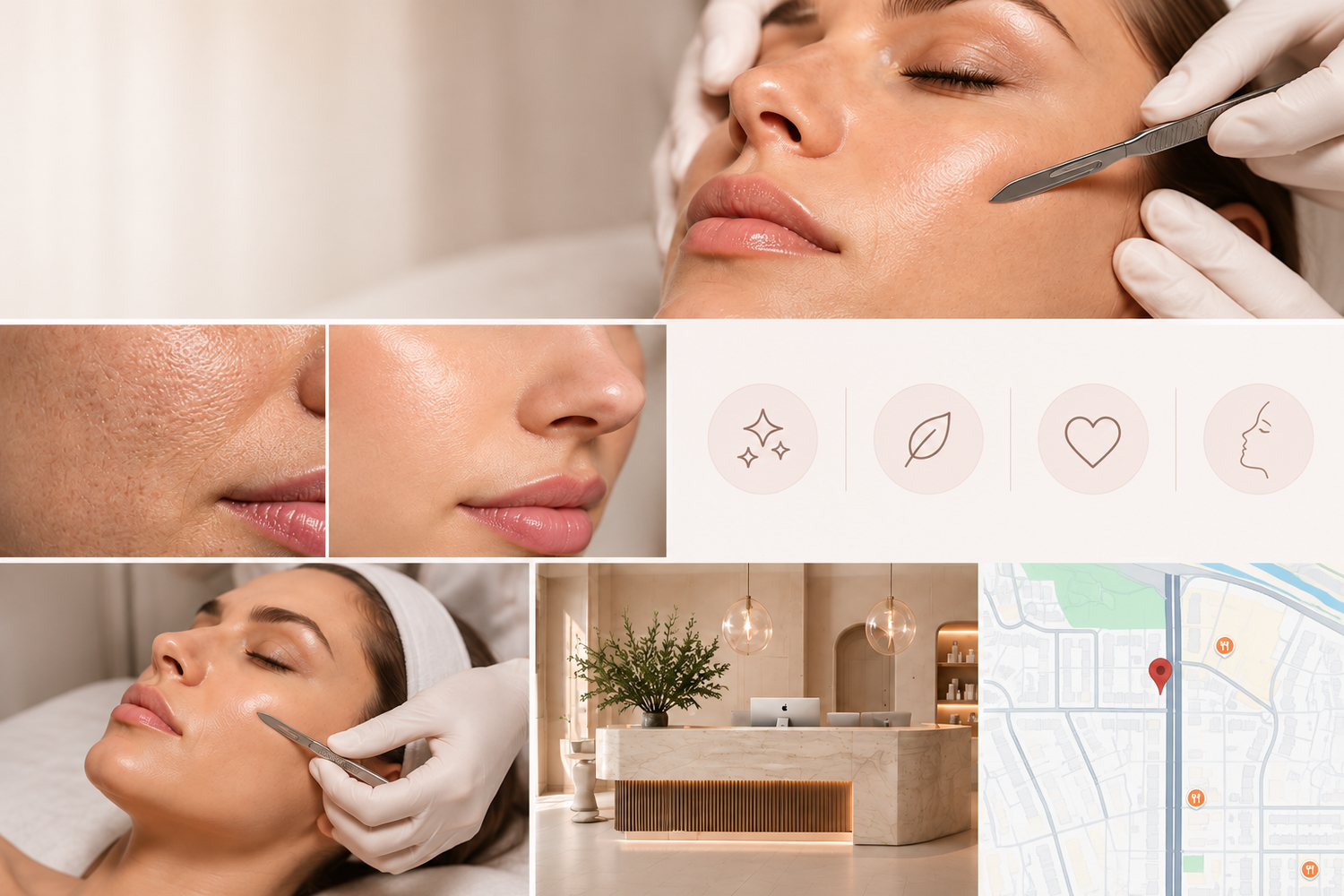 Dermaplaning facial treatment imagery