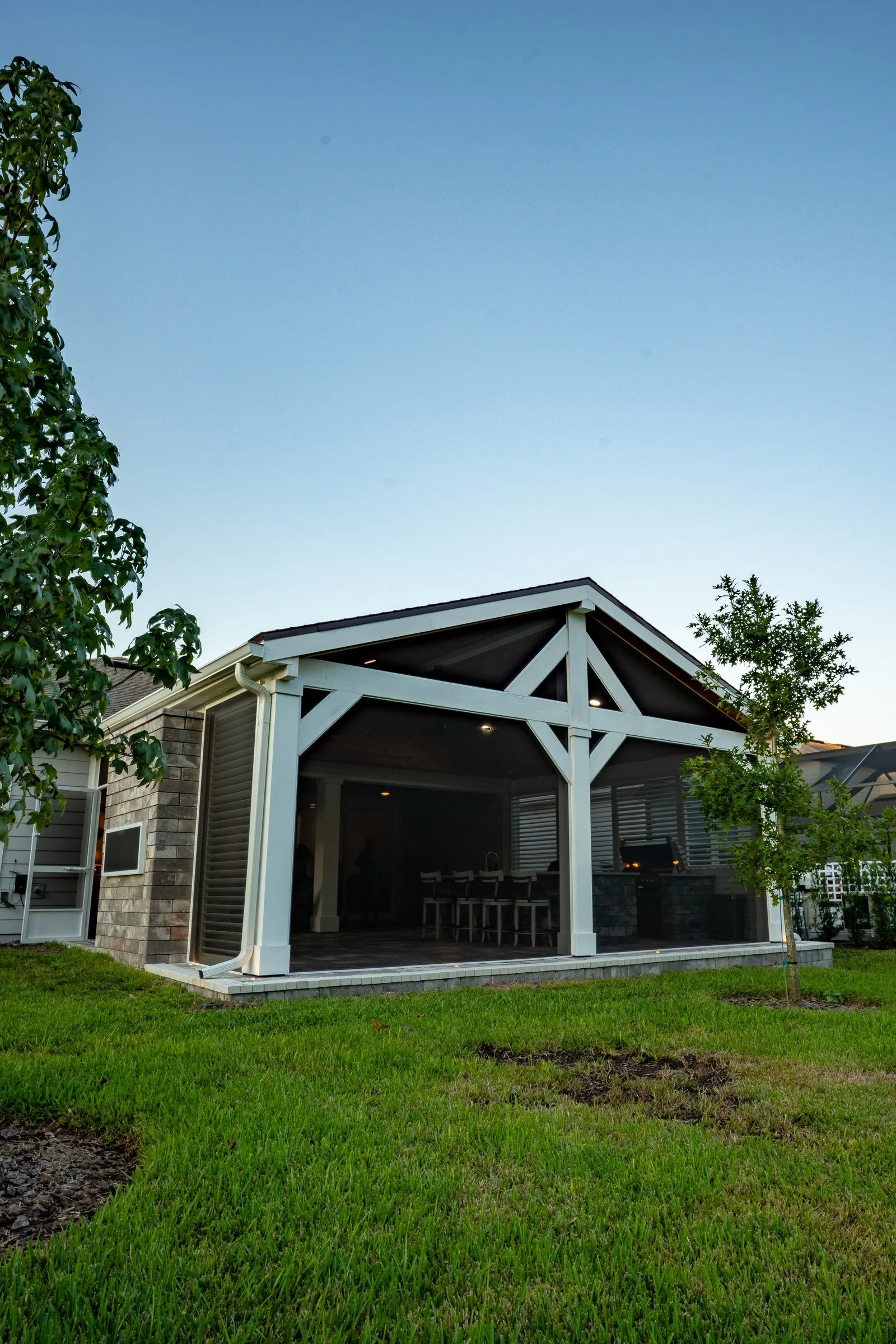 Cedar gazebo with custom columns in Nocatee