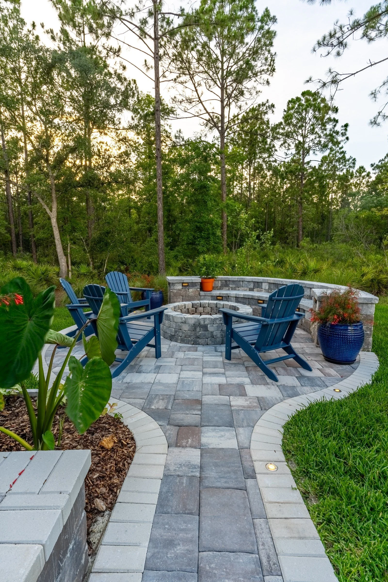 Paver walkway down to a fire pit in RiverTown, St. Johns