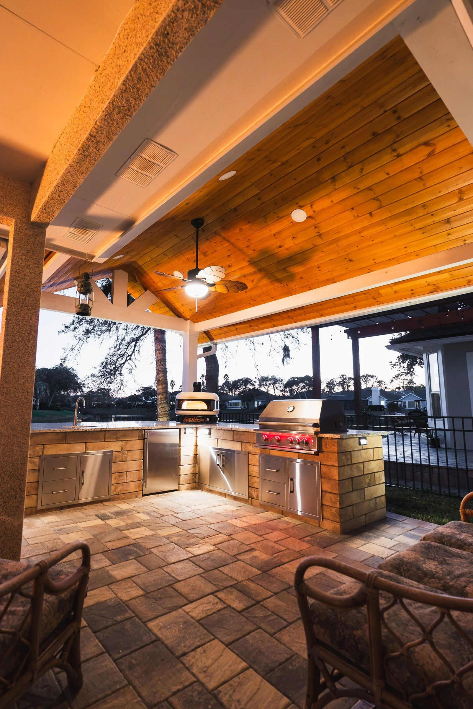 Outdoor kitchen under a cedar gazebo in Ponte Vedra Beach