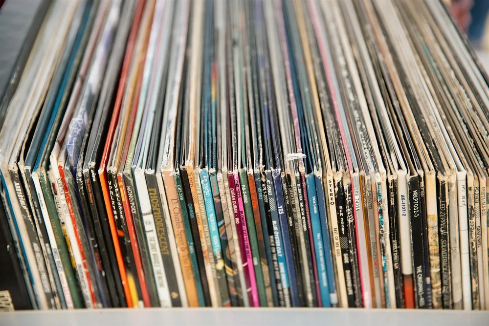 Crates of vintage vinyl