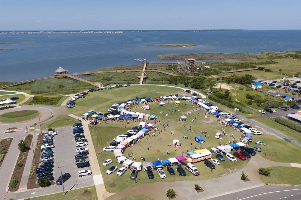 Aerial view of the market ring with the sound beyond
