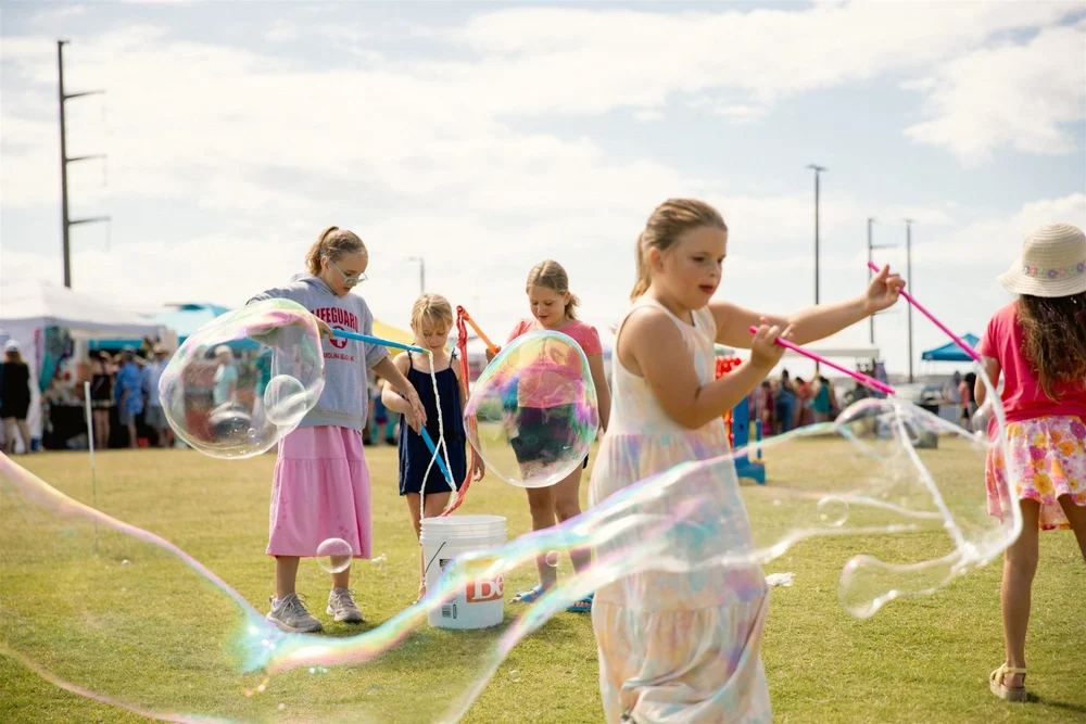 Giant bubbles on the lawn