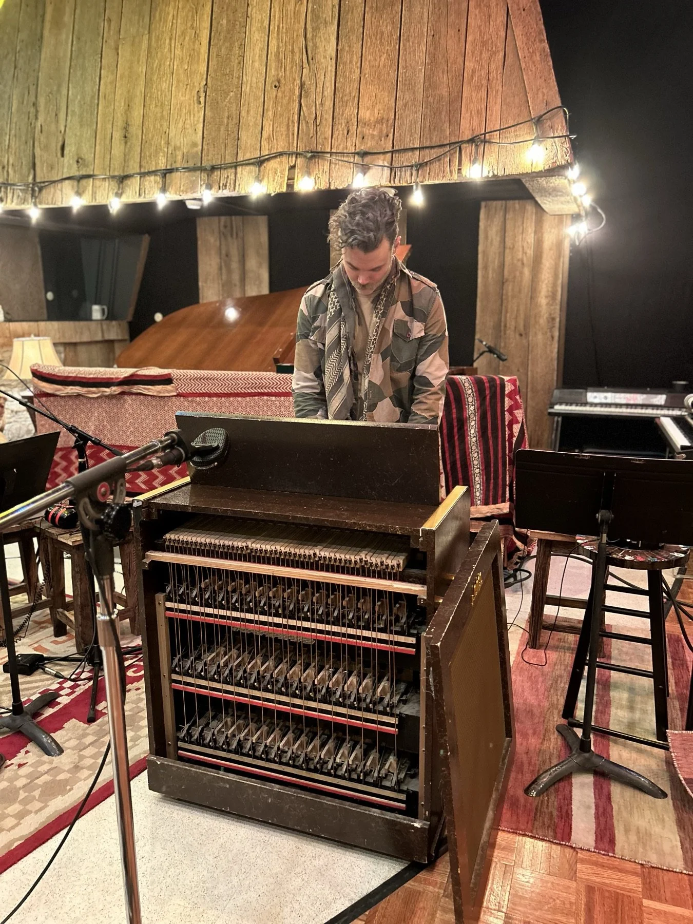 Matt Stanfield playing the celeste in Sound Emporium Studio A