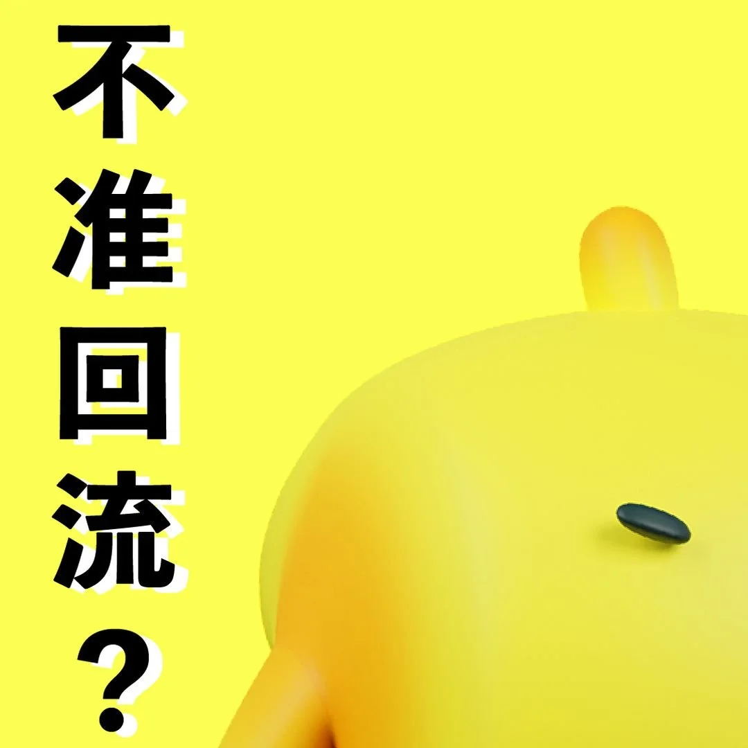 Instagram tile: 不准回流 in tall black type beside a close-up of the chick.