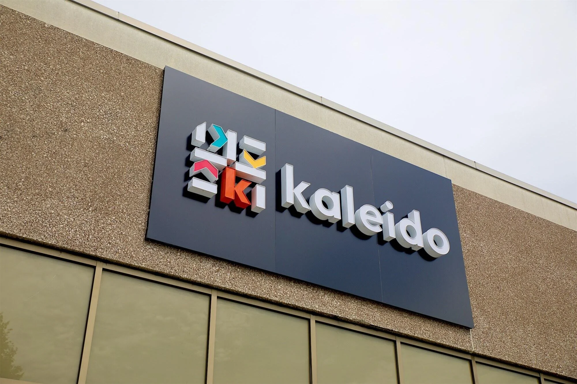 The Kaleido logo sign on the front of the Richmond Hill building.
