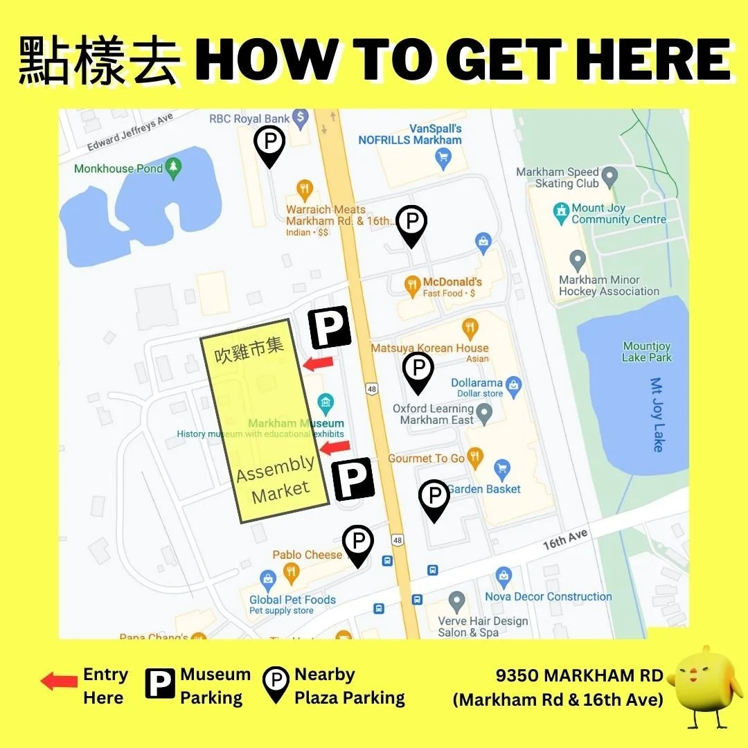 Visitor guide page: How to get here, a map of the museum grounds with the entry and parking marked.