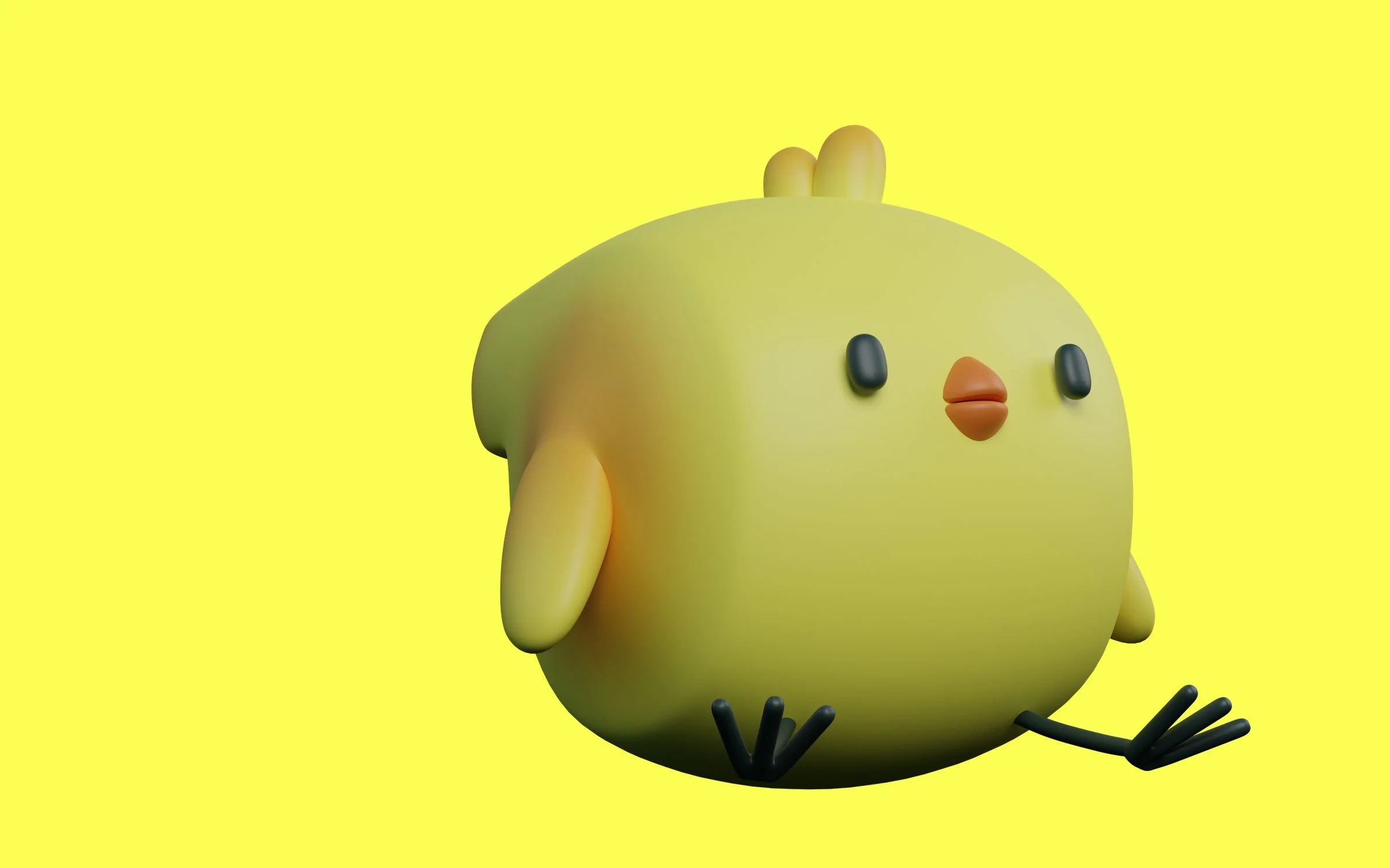 The Assembly Market mascot: a round yellow 3D chick with small wings and stick legs, on a bright yellow background.