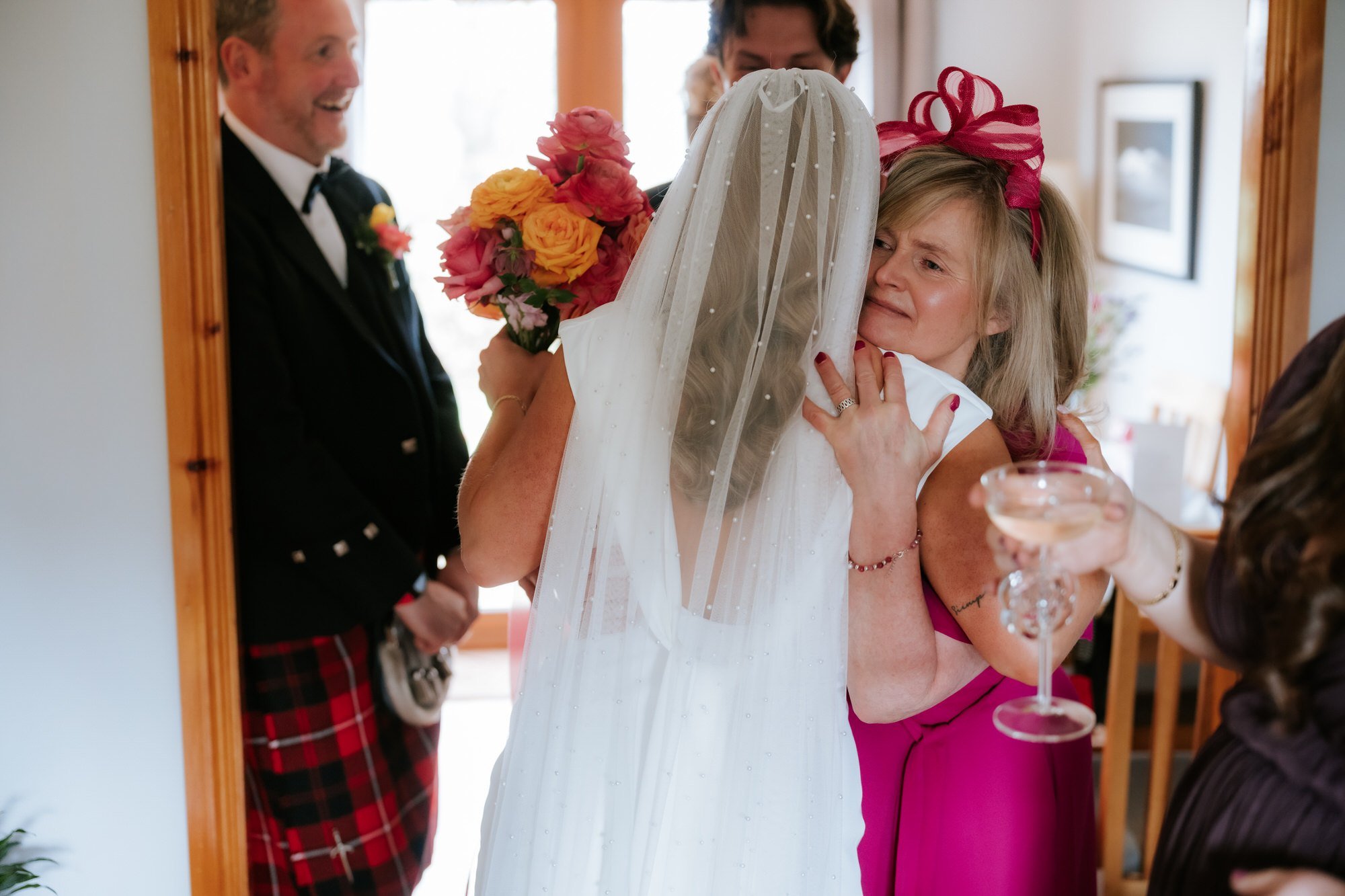 Rhona embracing her mum on her wedding morning.