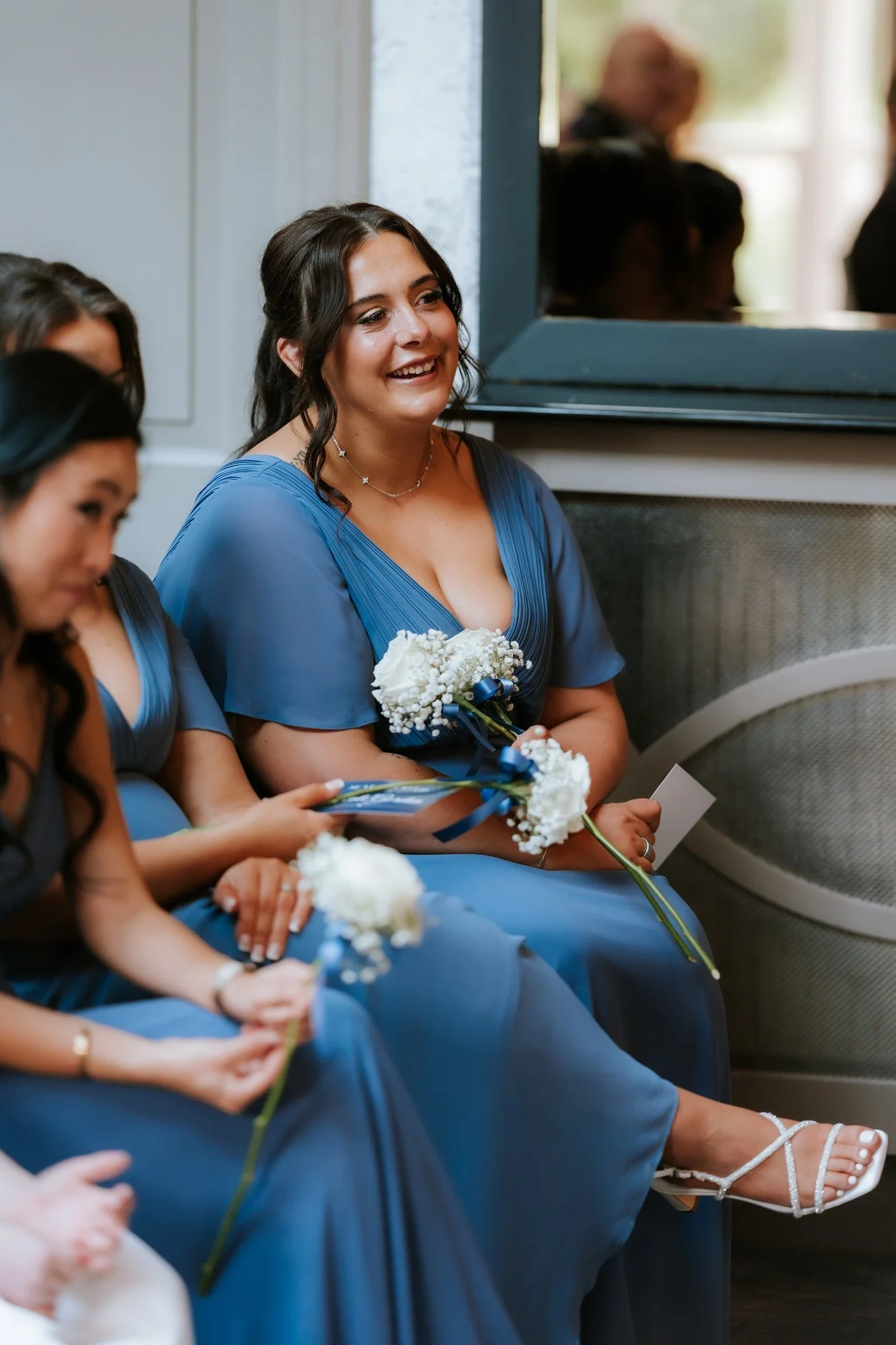 The bridesmaids reacting during Steph and Calum's ceremony.
