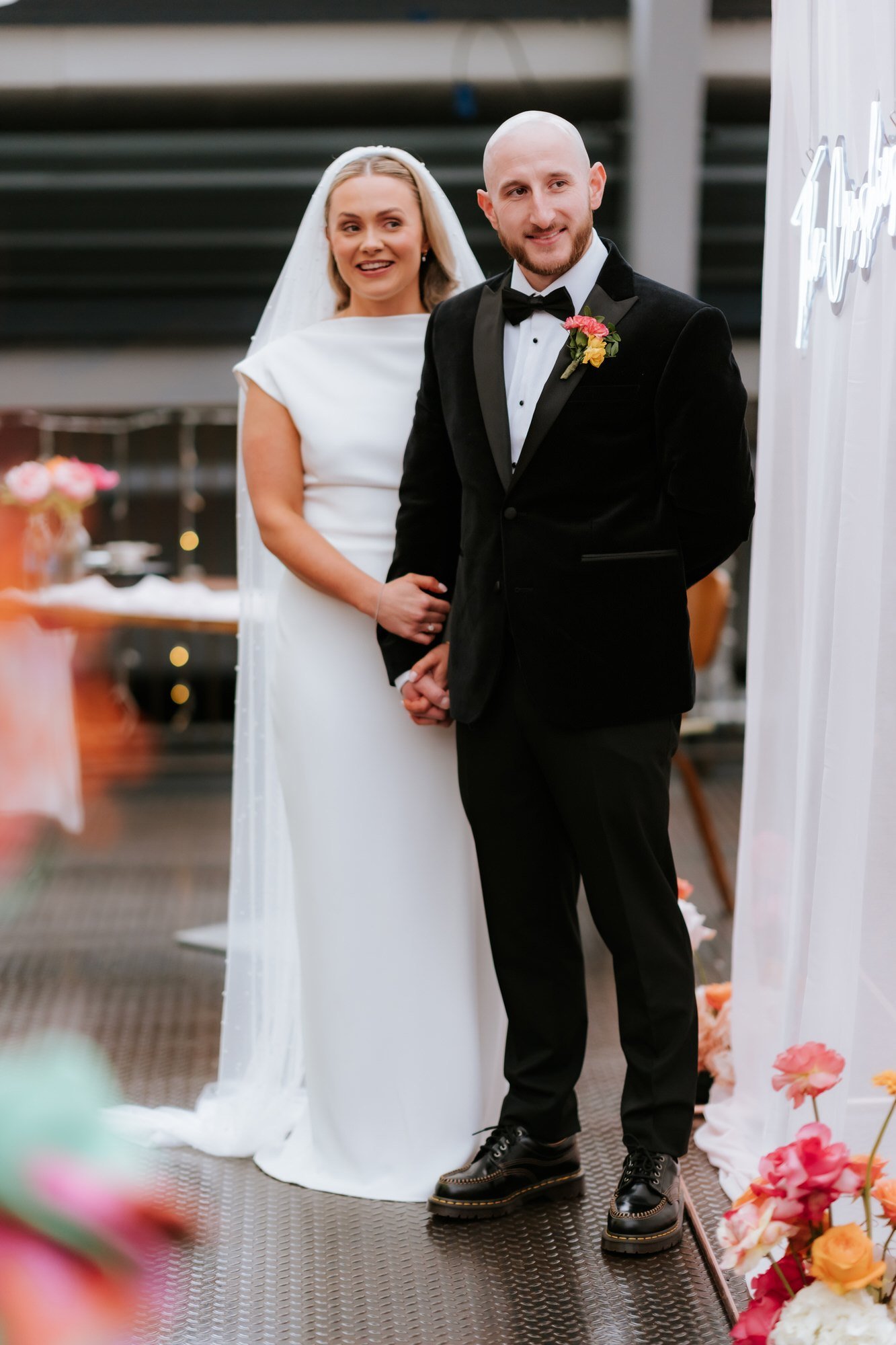 Rhona and Ciaran listening during their ceremony at BAaD.