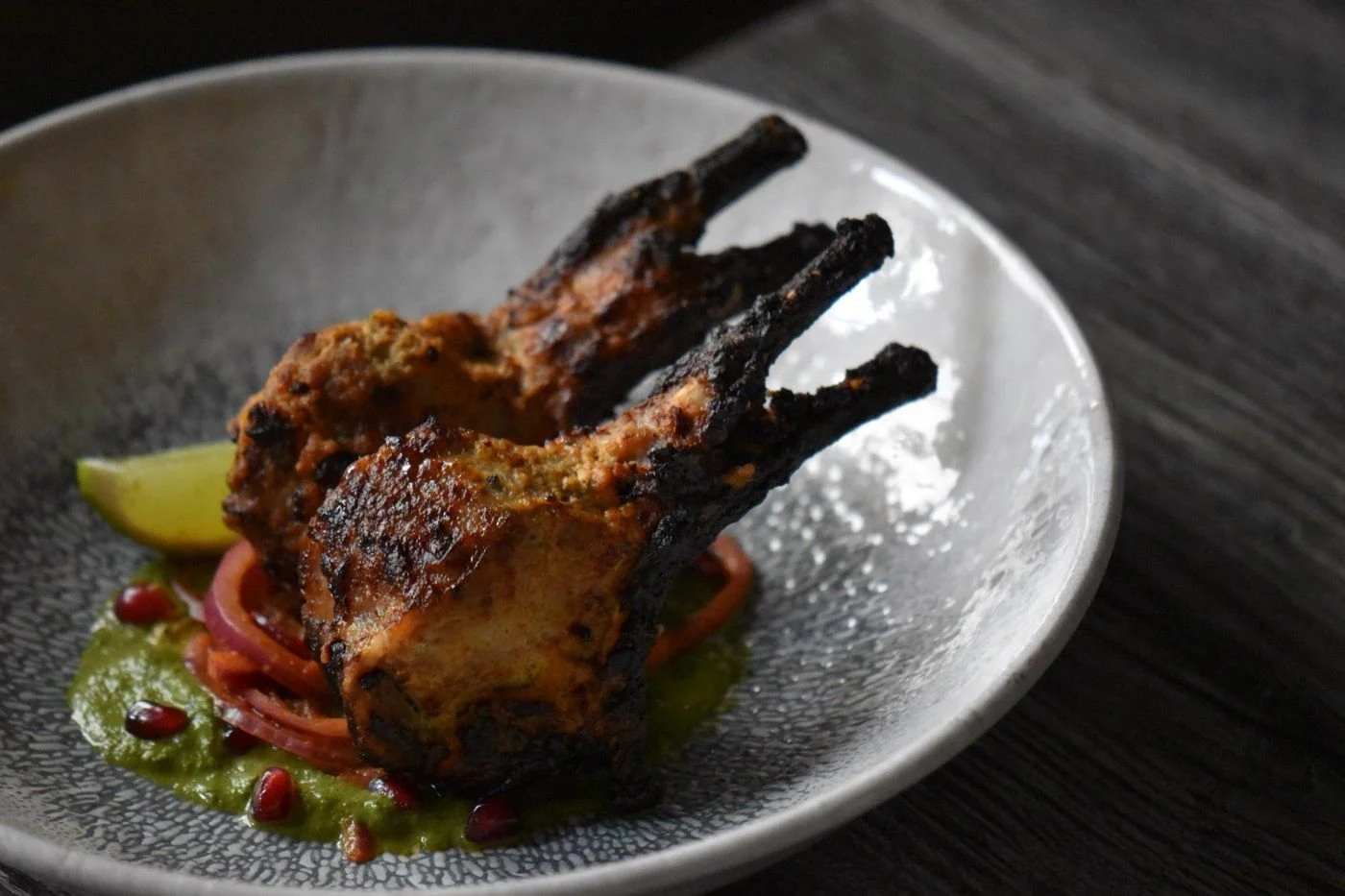 Lamb chops with lime and pomegranate