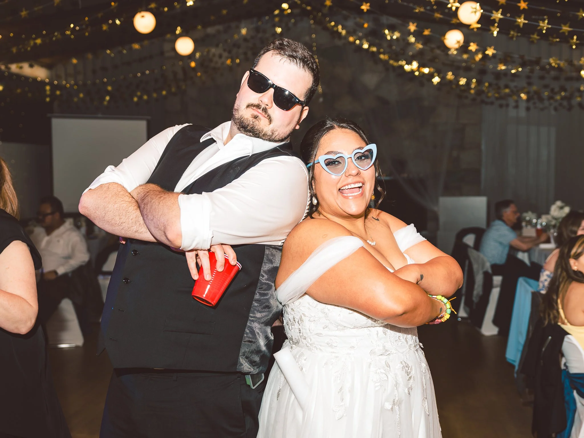 Newlyweds celebrating together on the dance floor