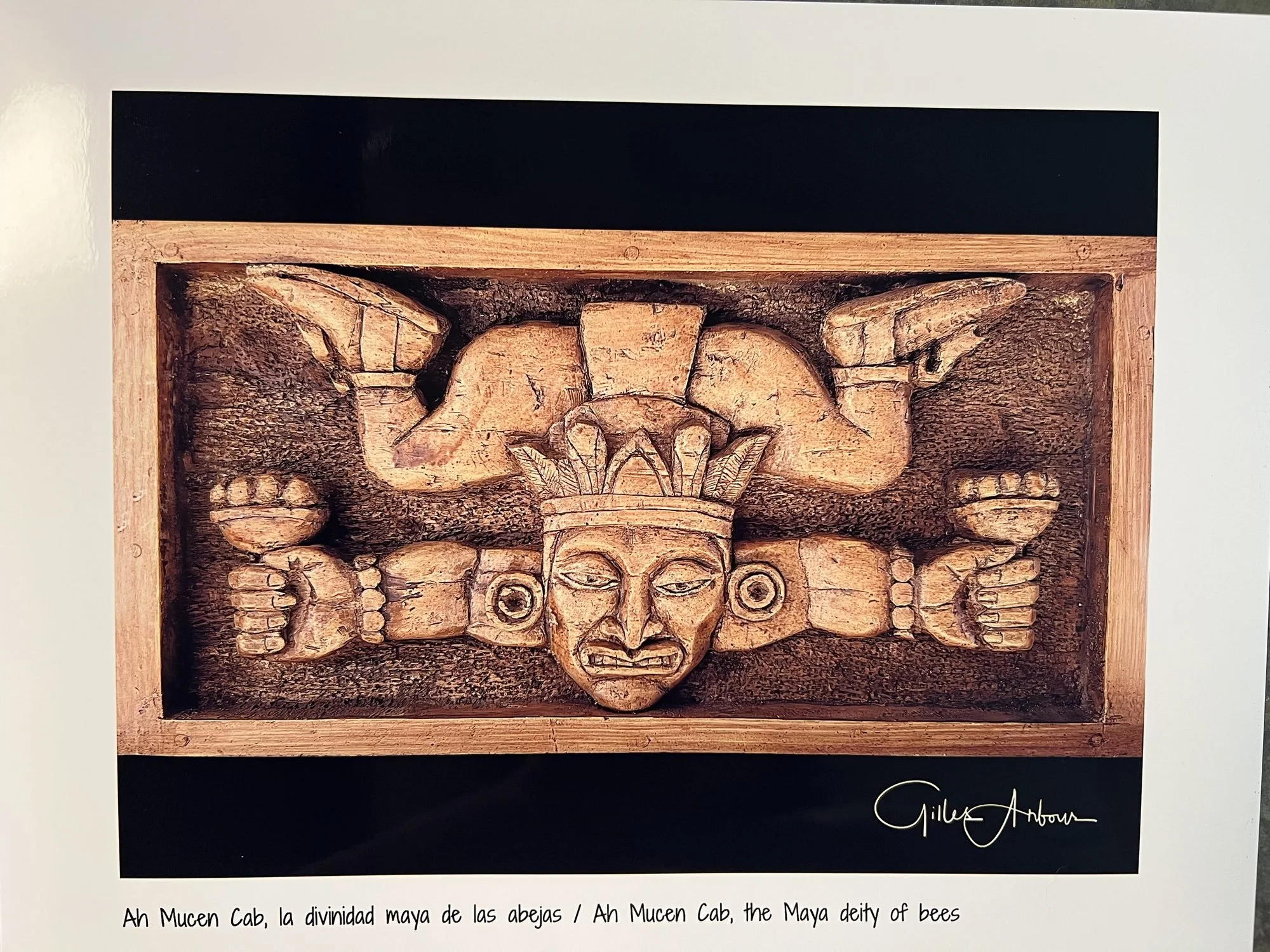 Carving of Ah Mucen Cab, the Maya deity of bees