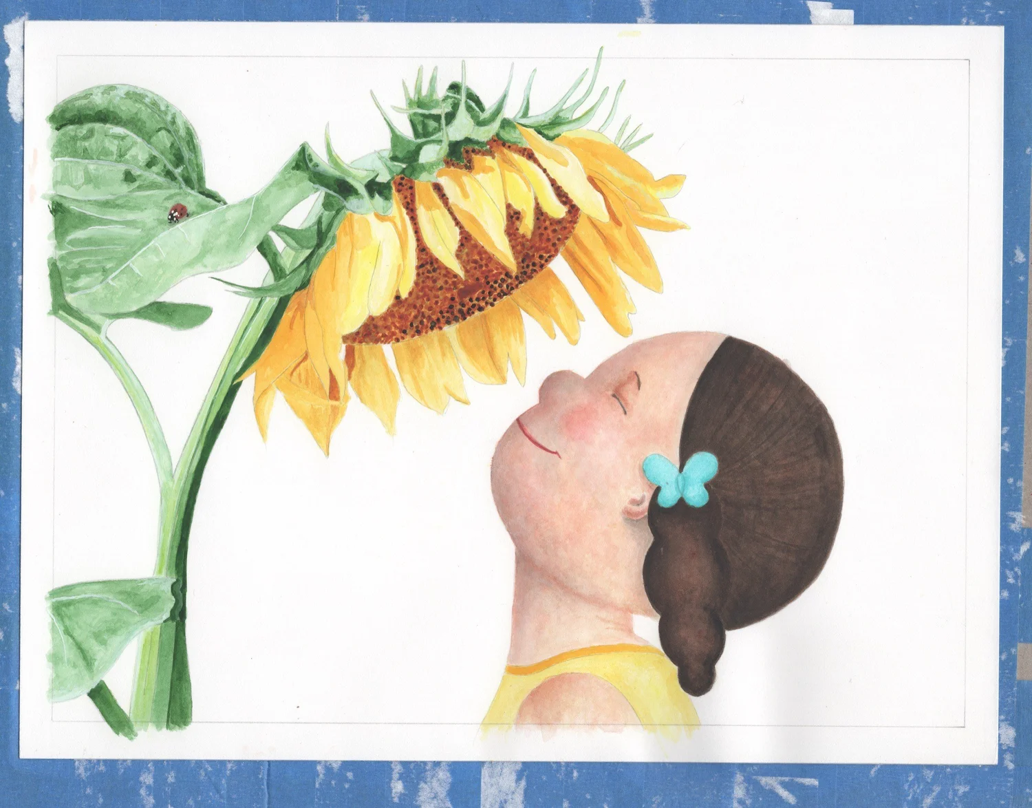 The Magical Mindful Day — Sunflower and Girl — Finished illustration · The Magical Mindful Day
