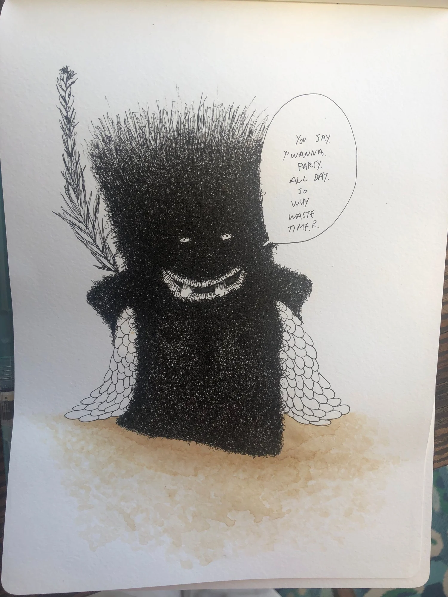 Black character in sketchbook — Detail / alternate view