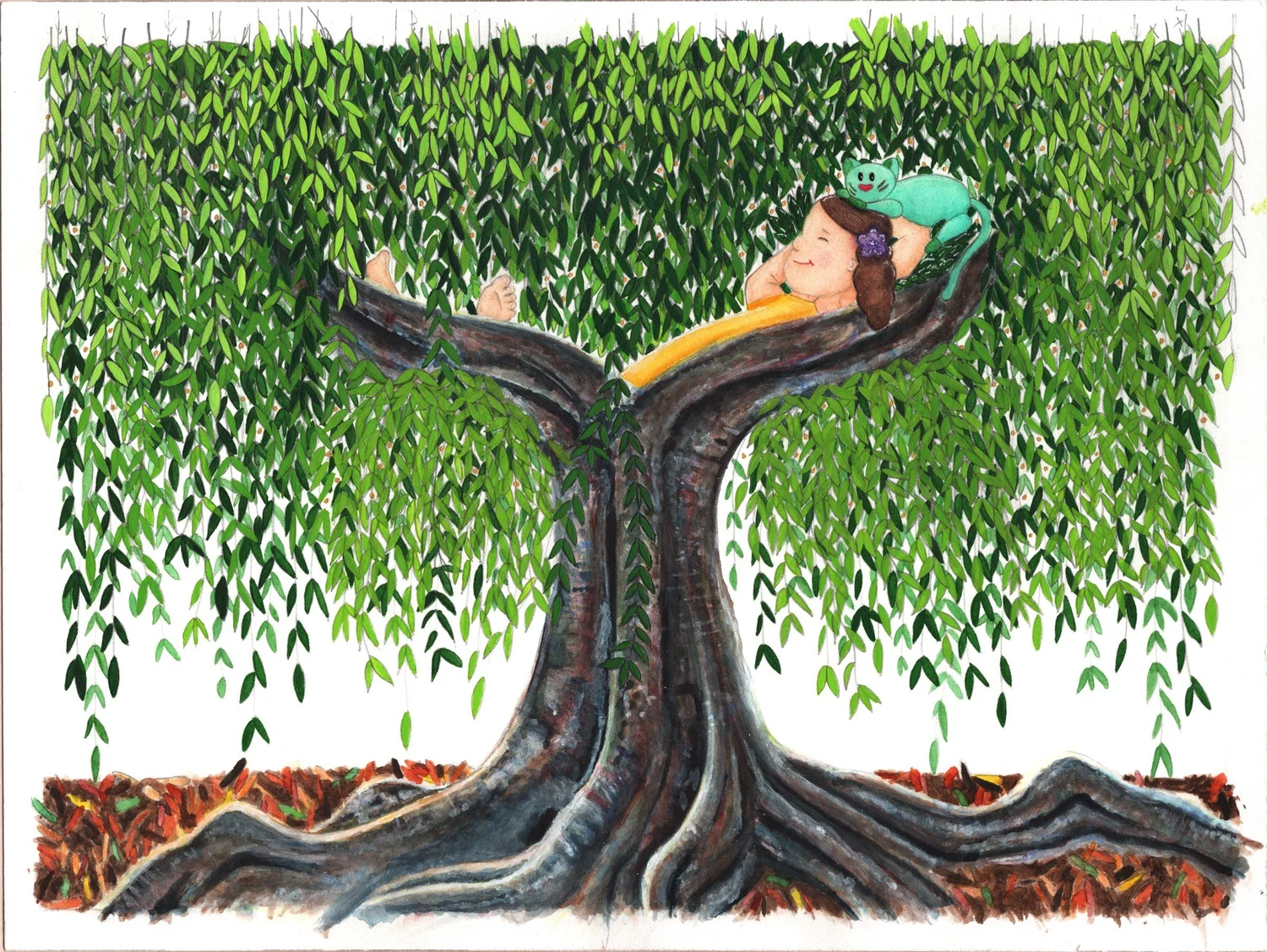 The Magical Mindful Day — Early Illustrations — Tree — later scan of the 2017 drawing