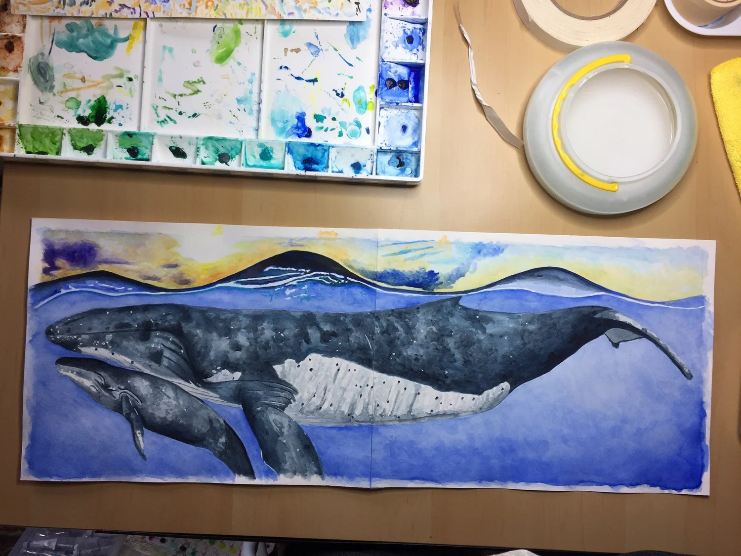 The Magical Mindful Day — Whales — Finished illustration, photographed July 2017