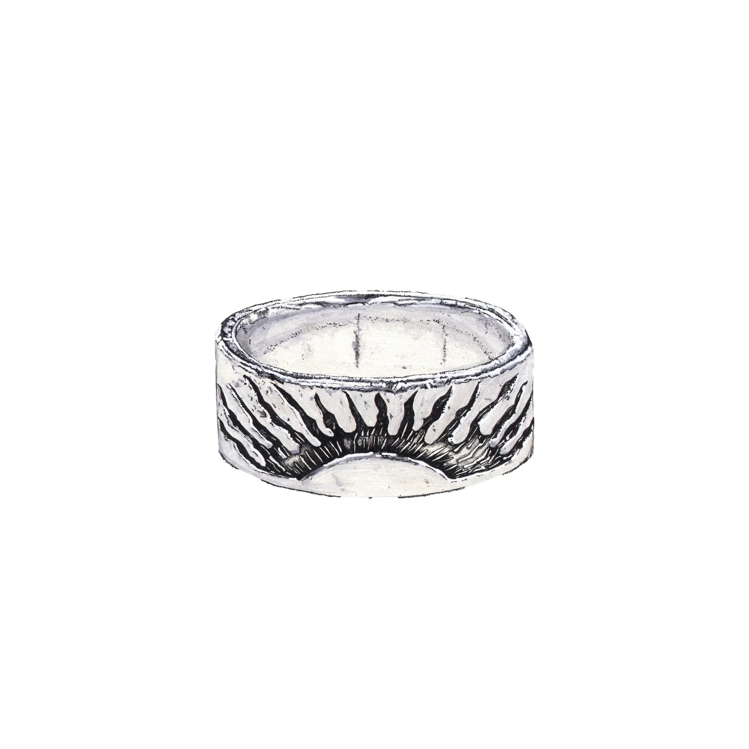 Silver Ring Study — Patterned Band — Finished work