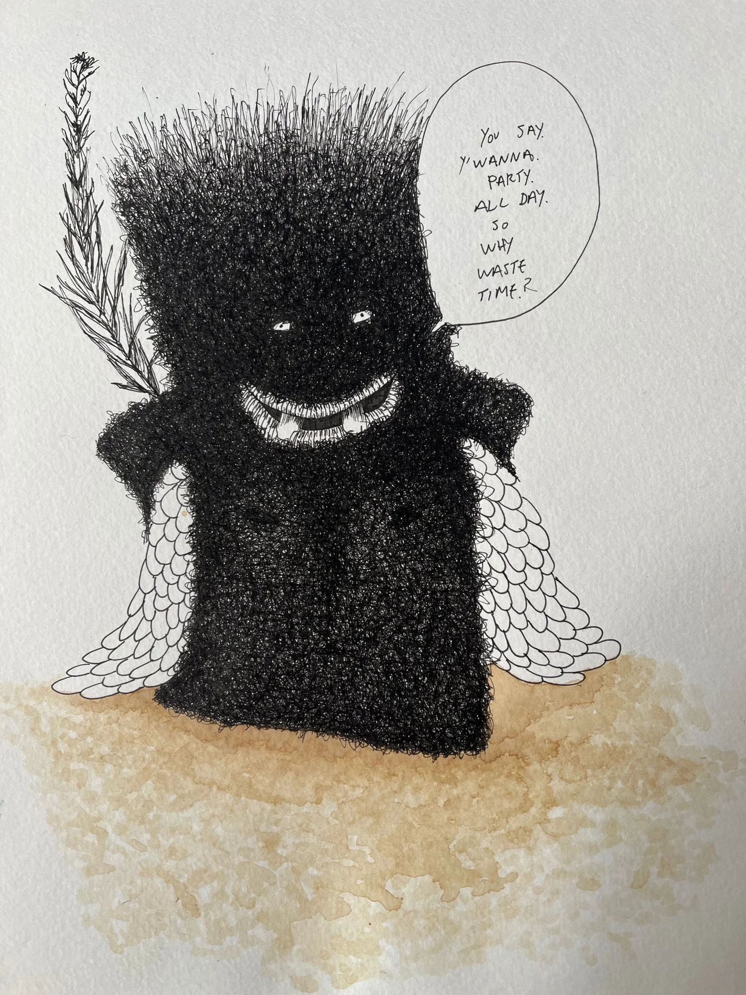 Black character in sketchbook — Artwork view
