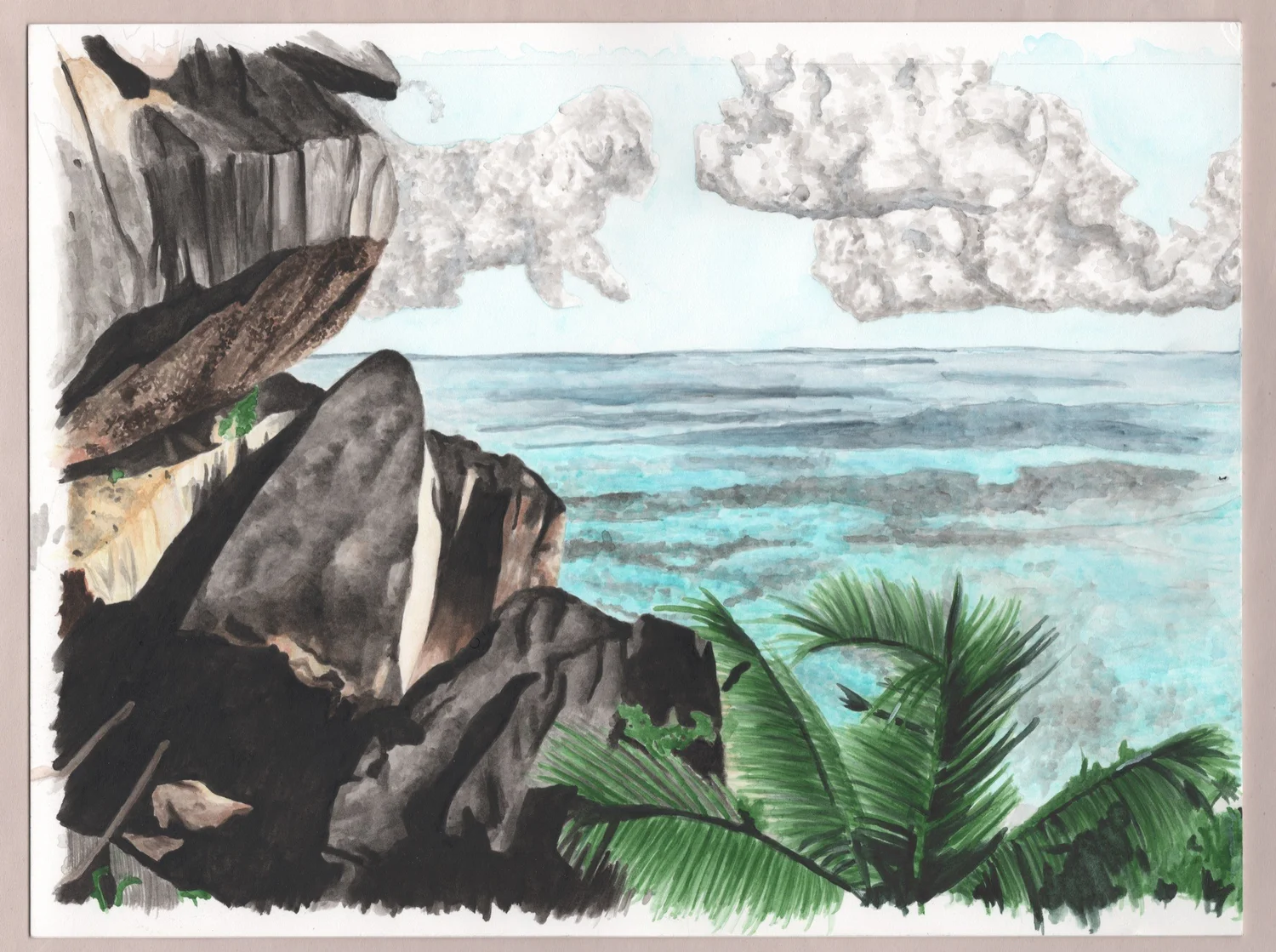 The Magical Mindful Day — Coastal Cliffs — Finished illustration