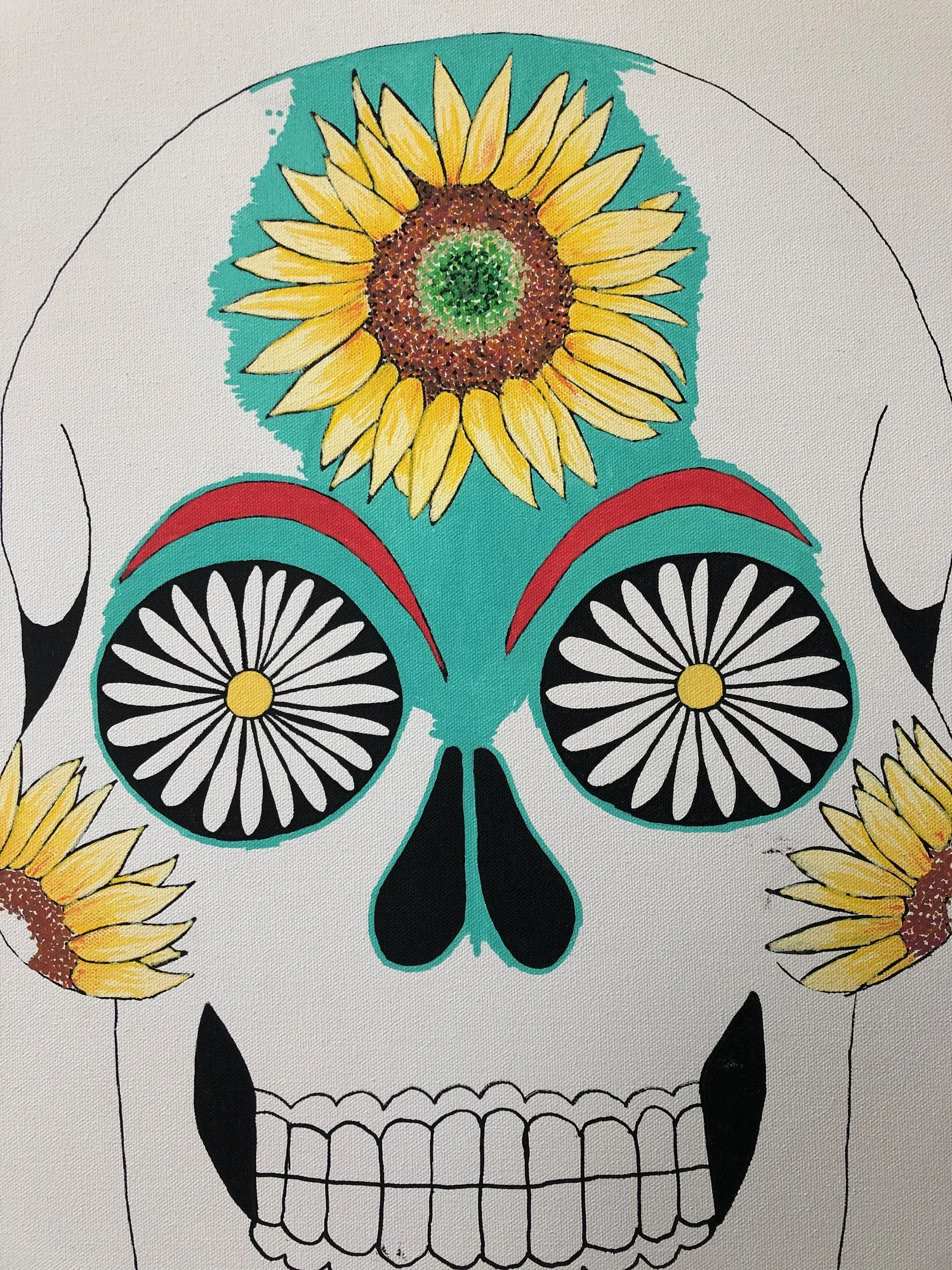 Decorated Skull — Turquoise wash in progress - March 12, 2019