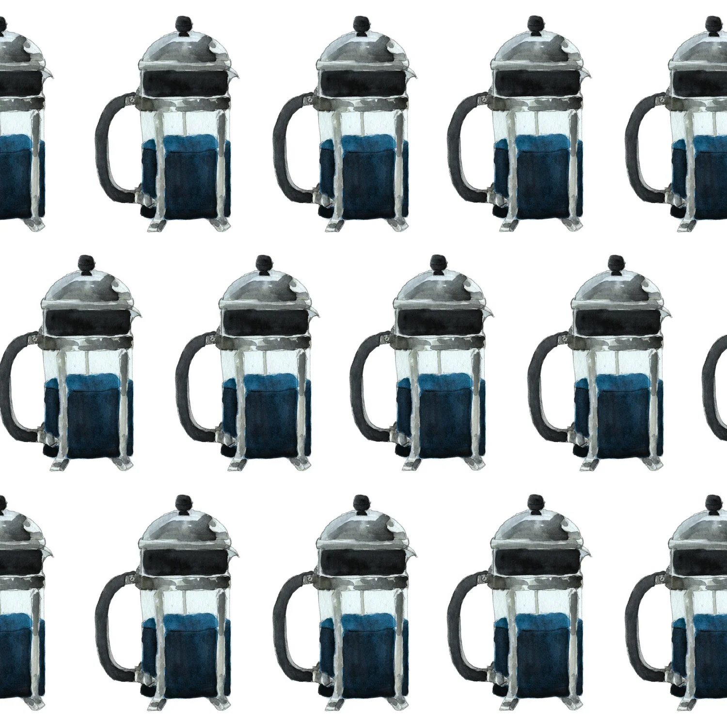 French Press — Blue repeat pattern