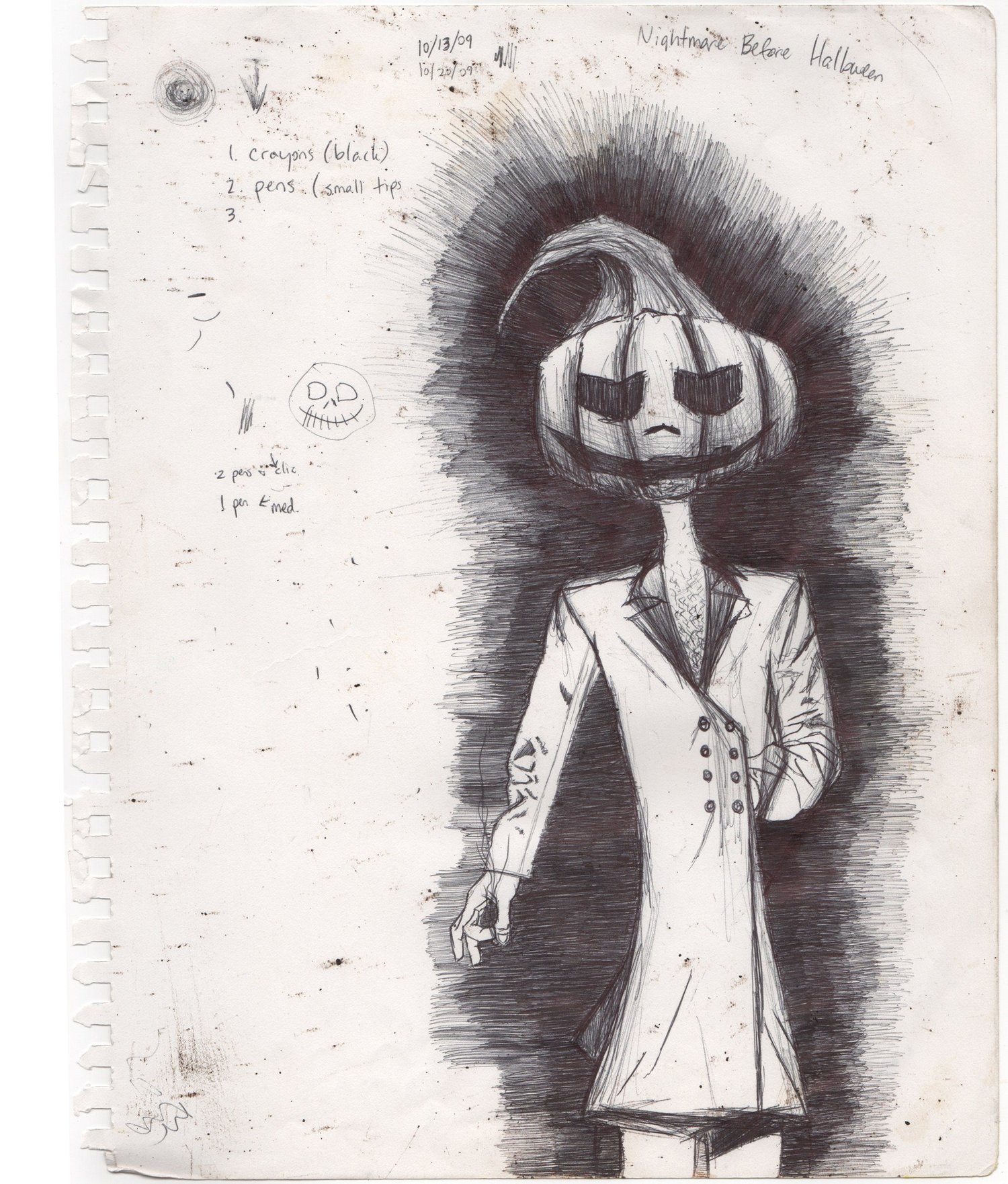 Pumpkin Head Man — Dated sketchbook drawing