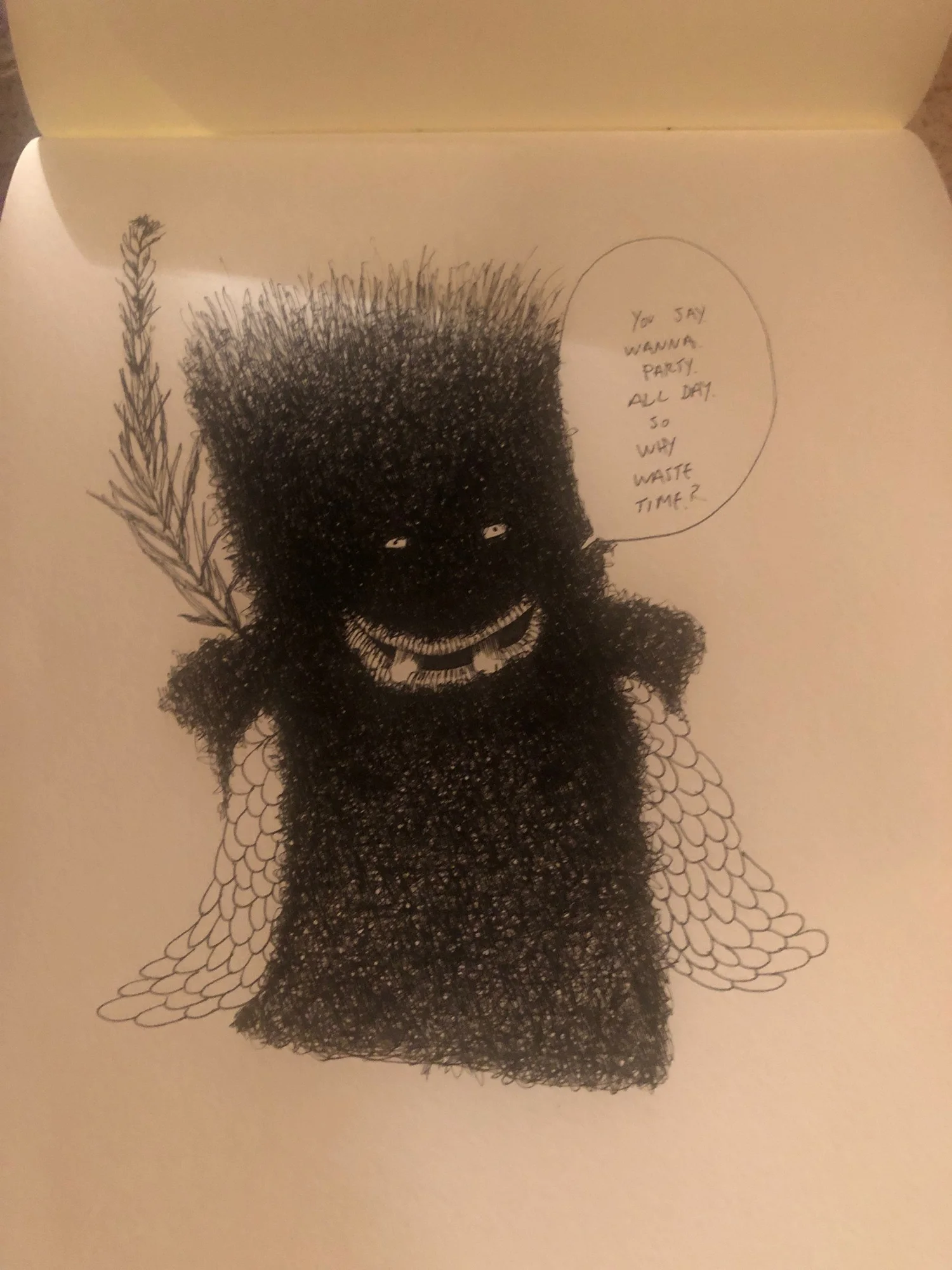 Black character in sketchbook — Detail / alternate view