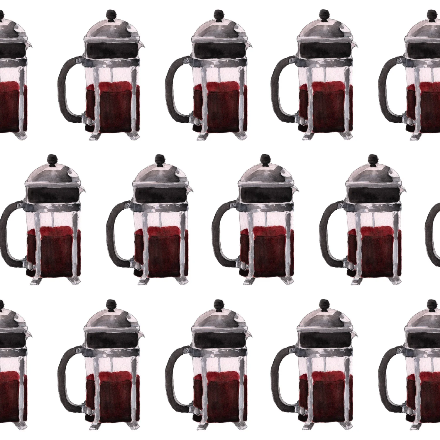 French Press — Red repeat pattern