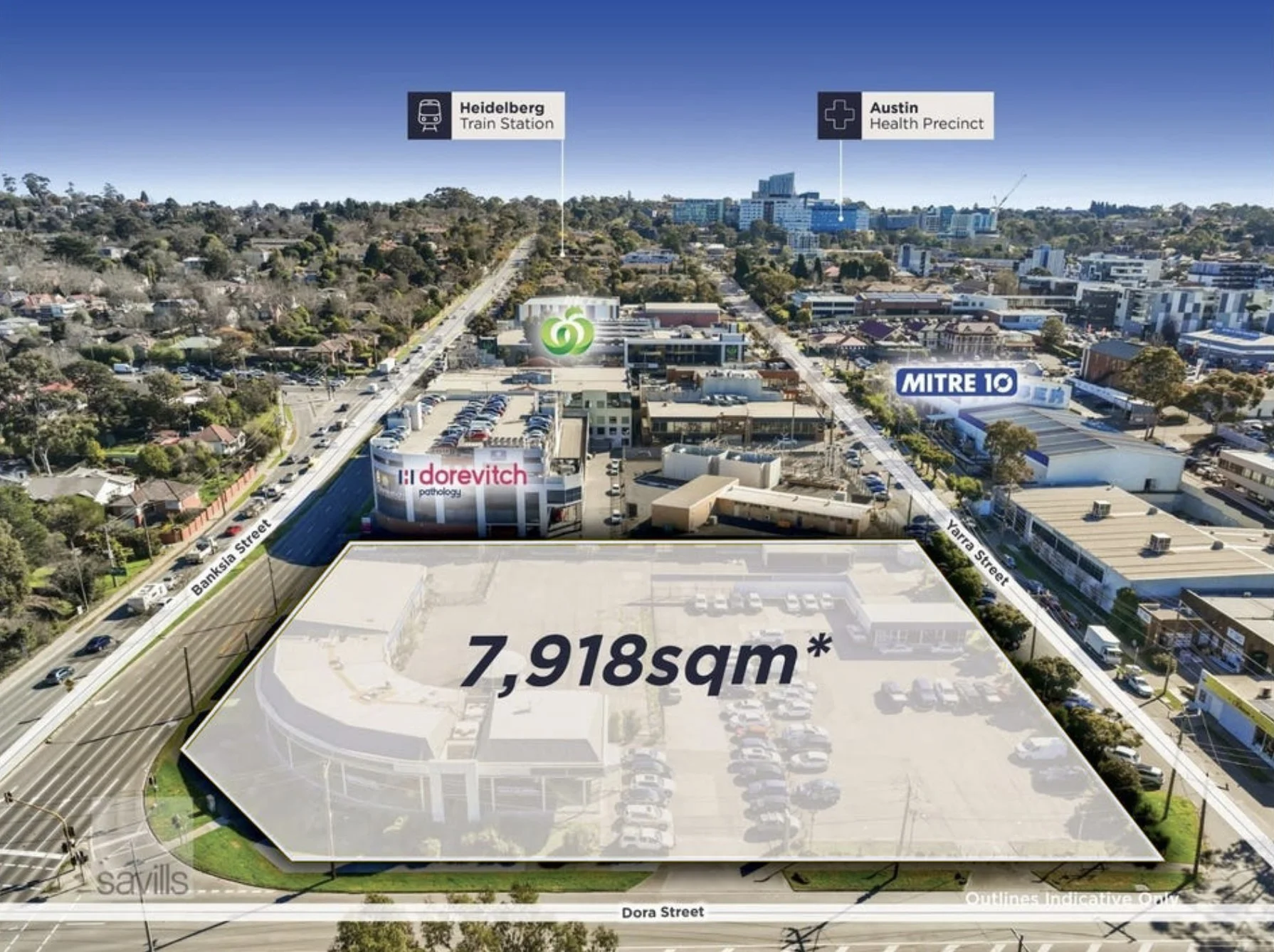 Aerial view of the site and hardstand with surrounding occupiers